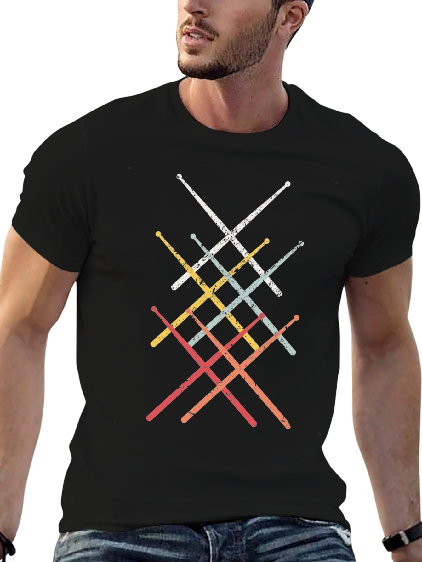 Retro Drumsticks Graphic T-Shirt