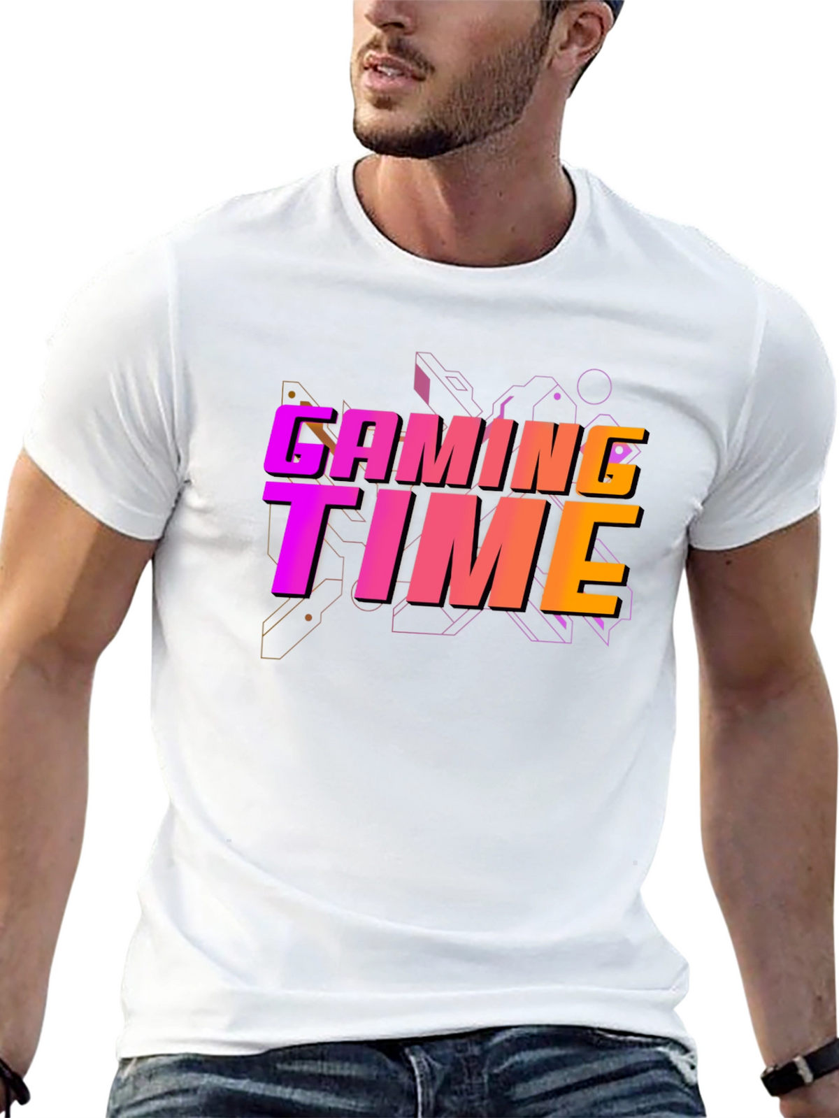 Gaming Time Graphic Print Black T-Shirt
