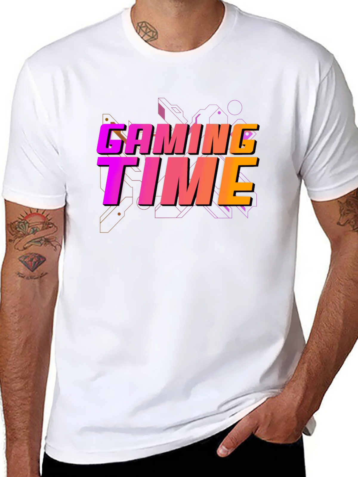 Gaming Time Graphic Print Black T-Shirt