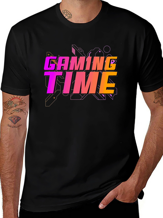 Gaming Time Graphic Print Black T-Shirt