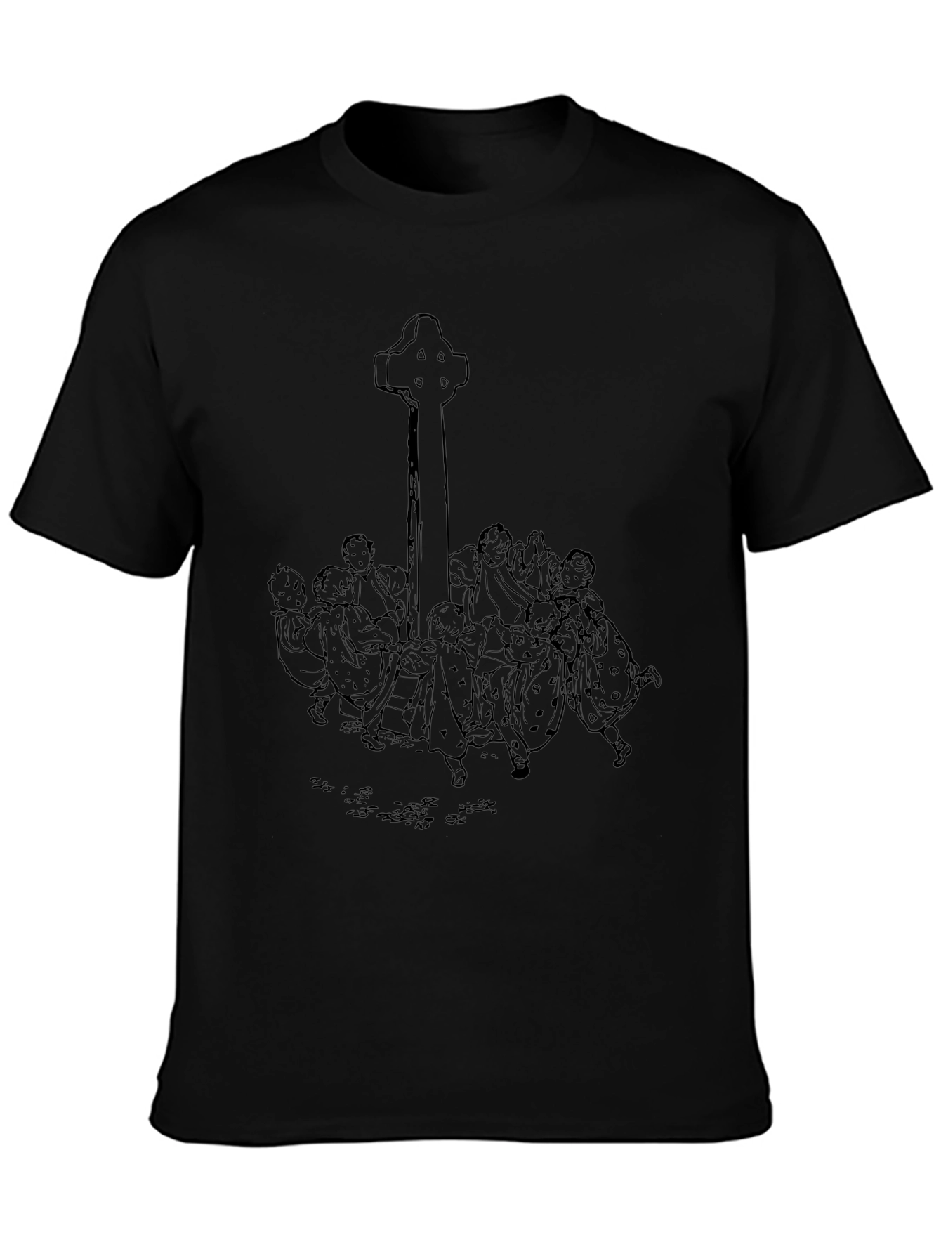 Whimsical Celtic Cross Graphic Tee - Unisex Black T-Shirt