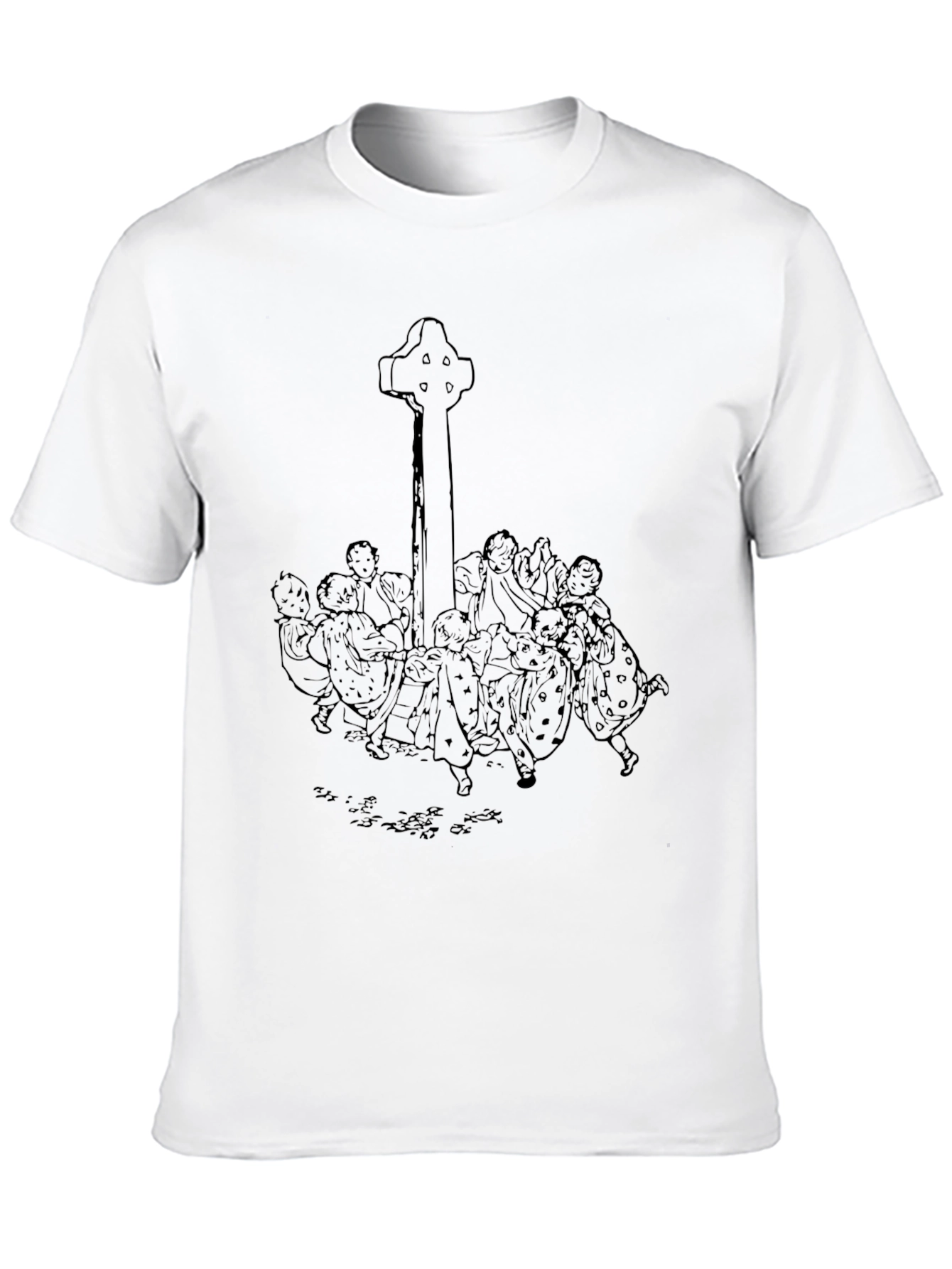 Whimsical Celtic Cross Graphic Tee - Unisex Black T-Shirt