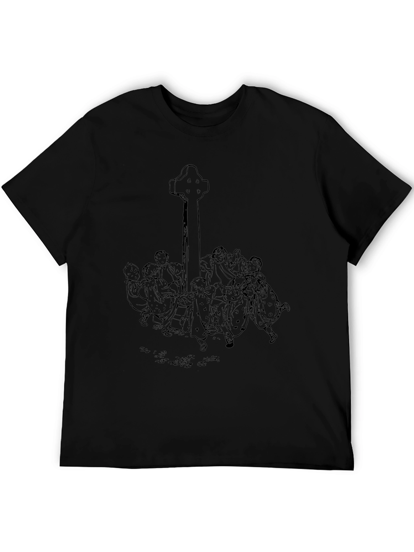 Whimsical Celtic Cross Graphic Tee - Unisex Black T-Shirt