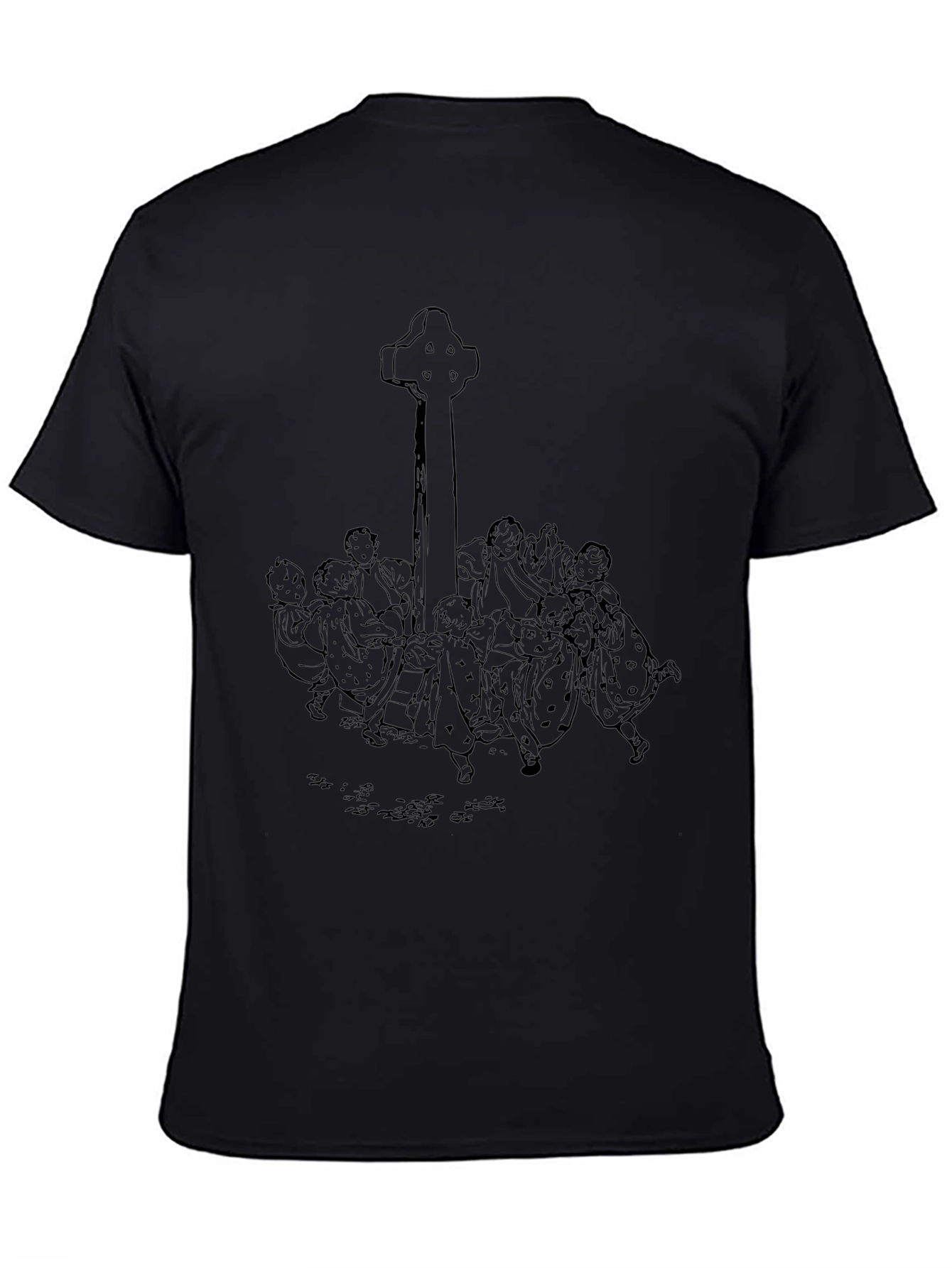 Whimsical Celtic Cross Graphic Tee - Unisex Black T-Shirt
