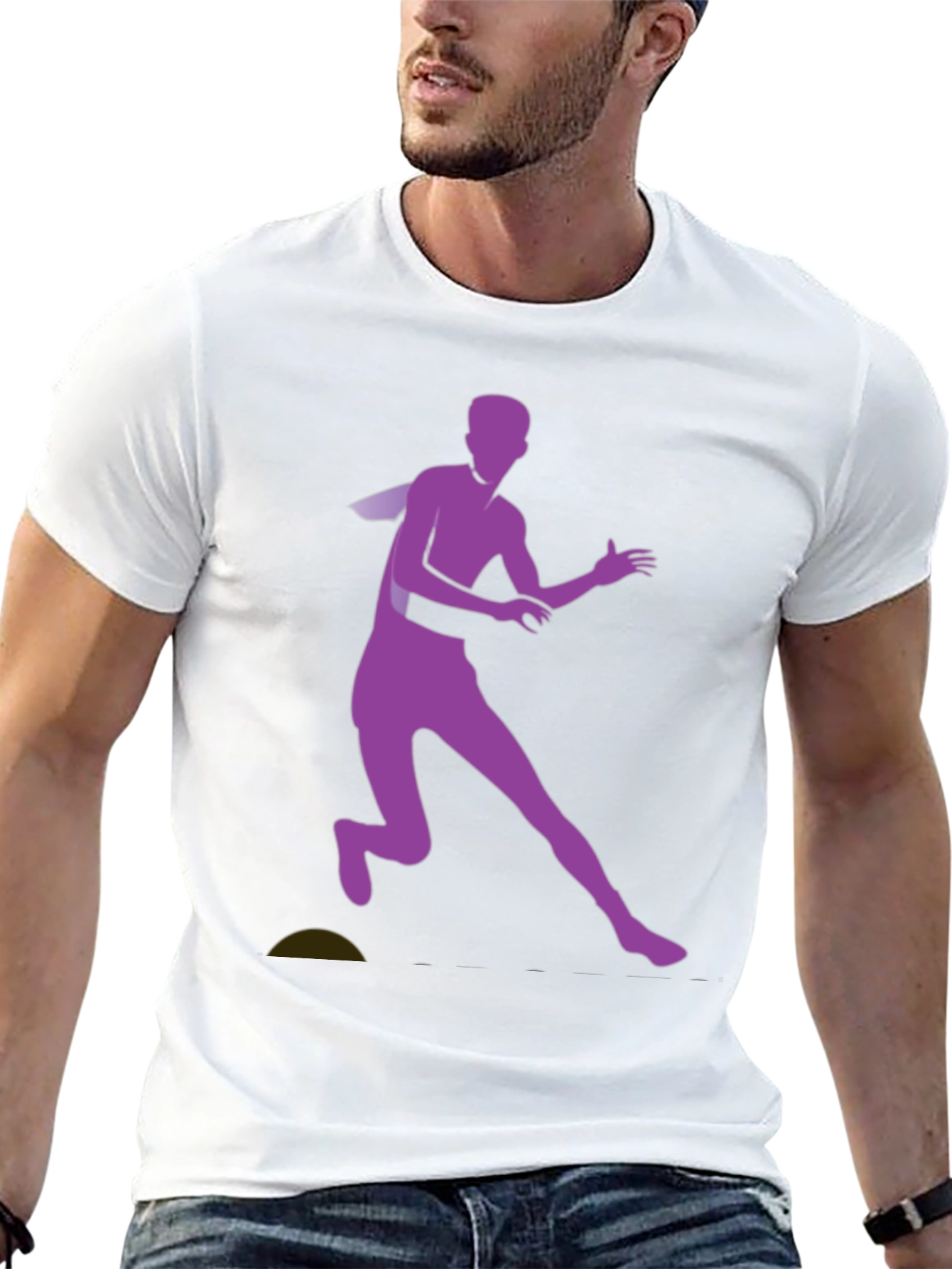 Black Graphic Tee with Purple Running Silhouette
