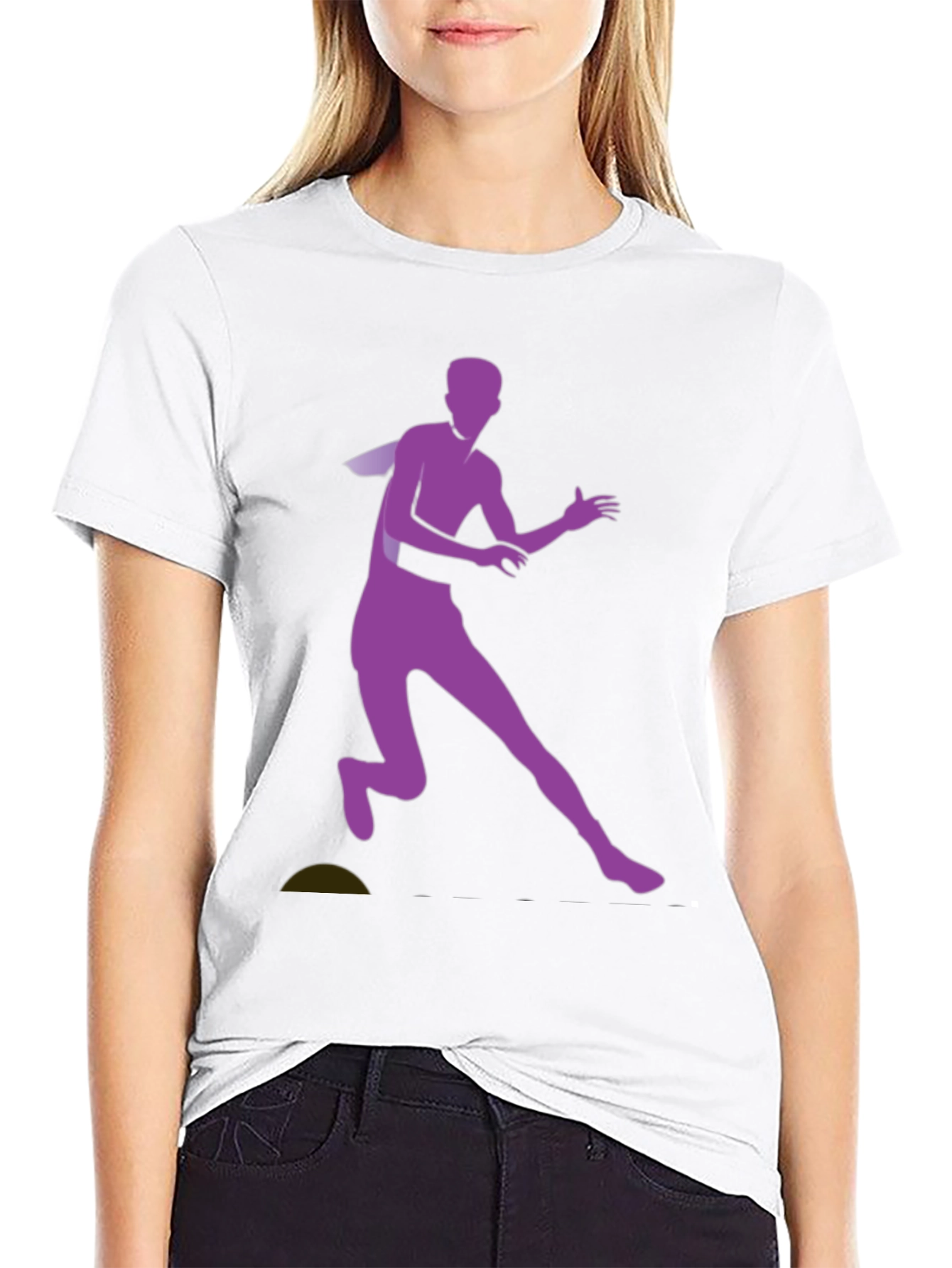 Black Graphic Tee with Purple Running Silhouette