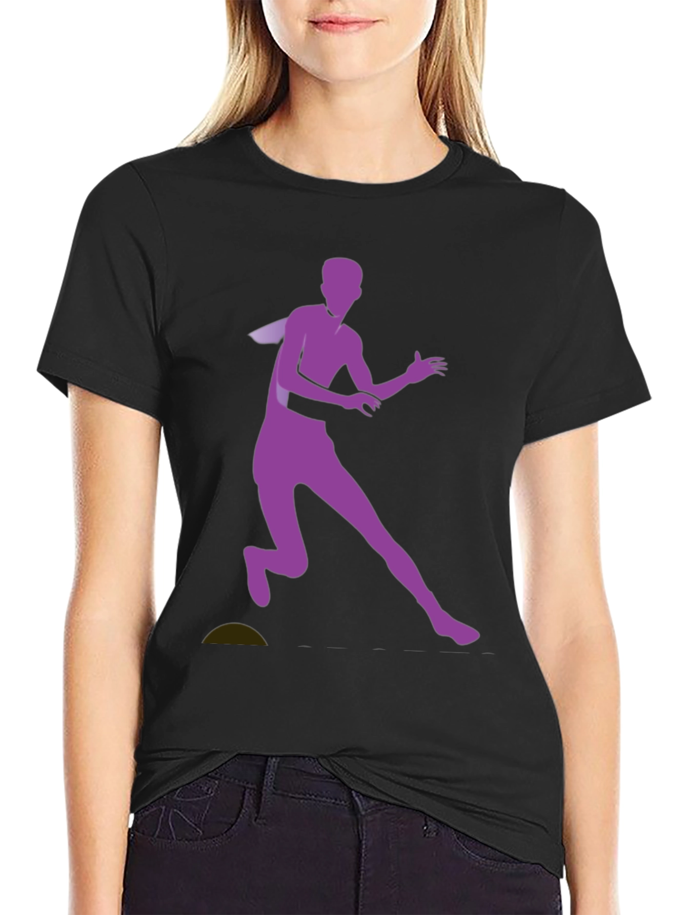 Black Graphic Tee with Purple Running Silhouette