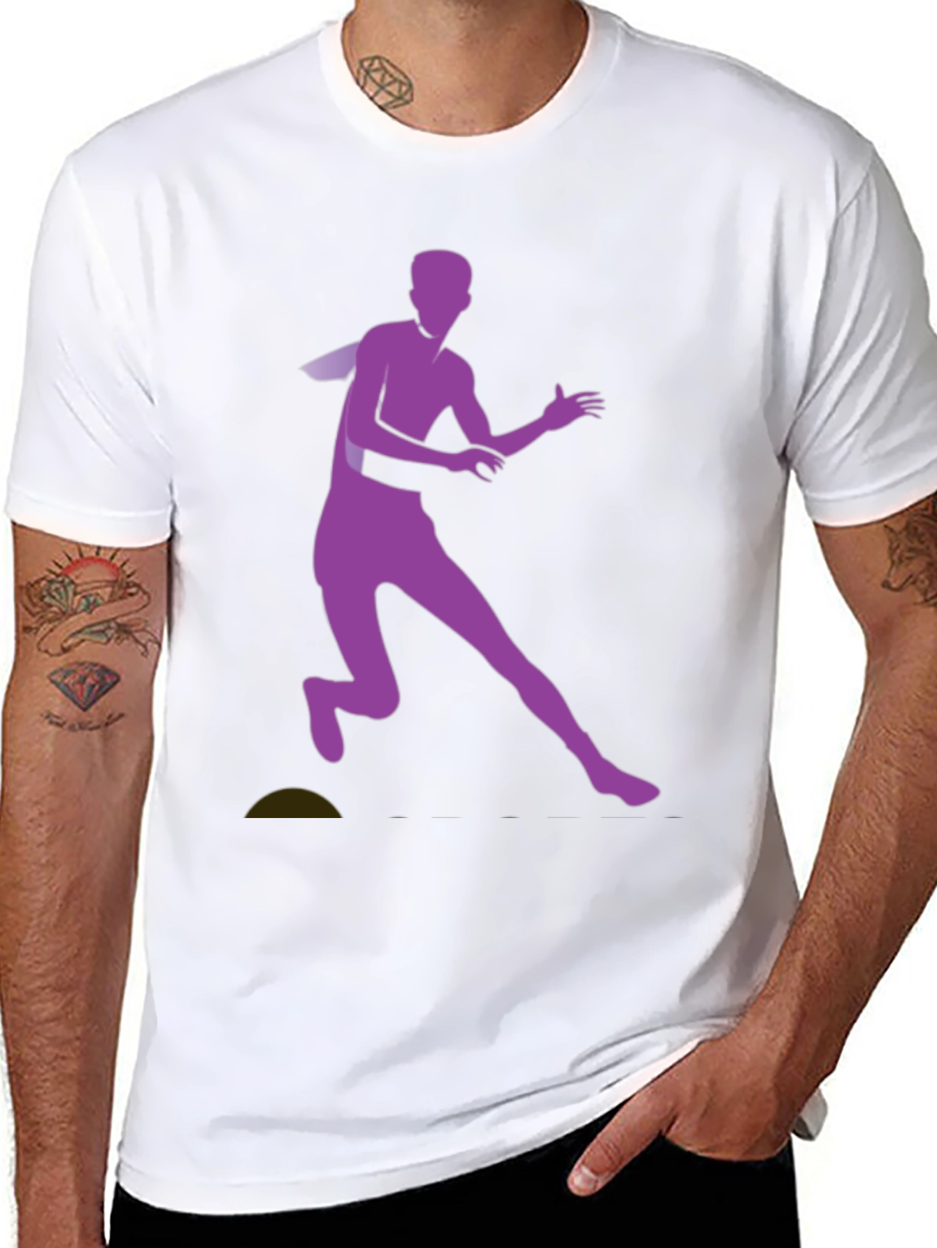 Black Graphic Tee with Purple Running Silhouette