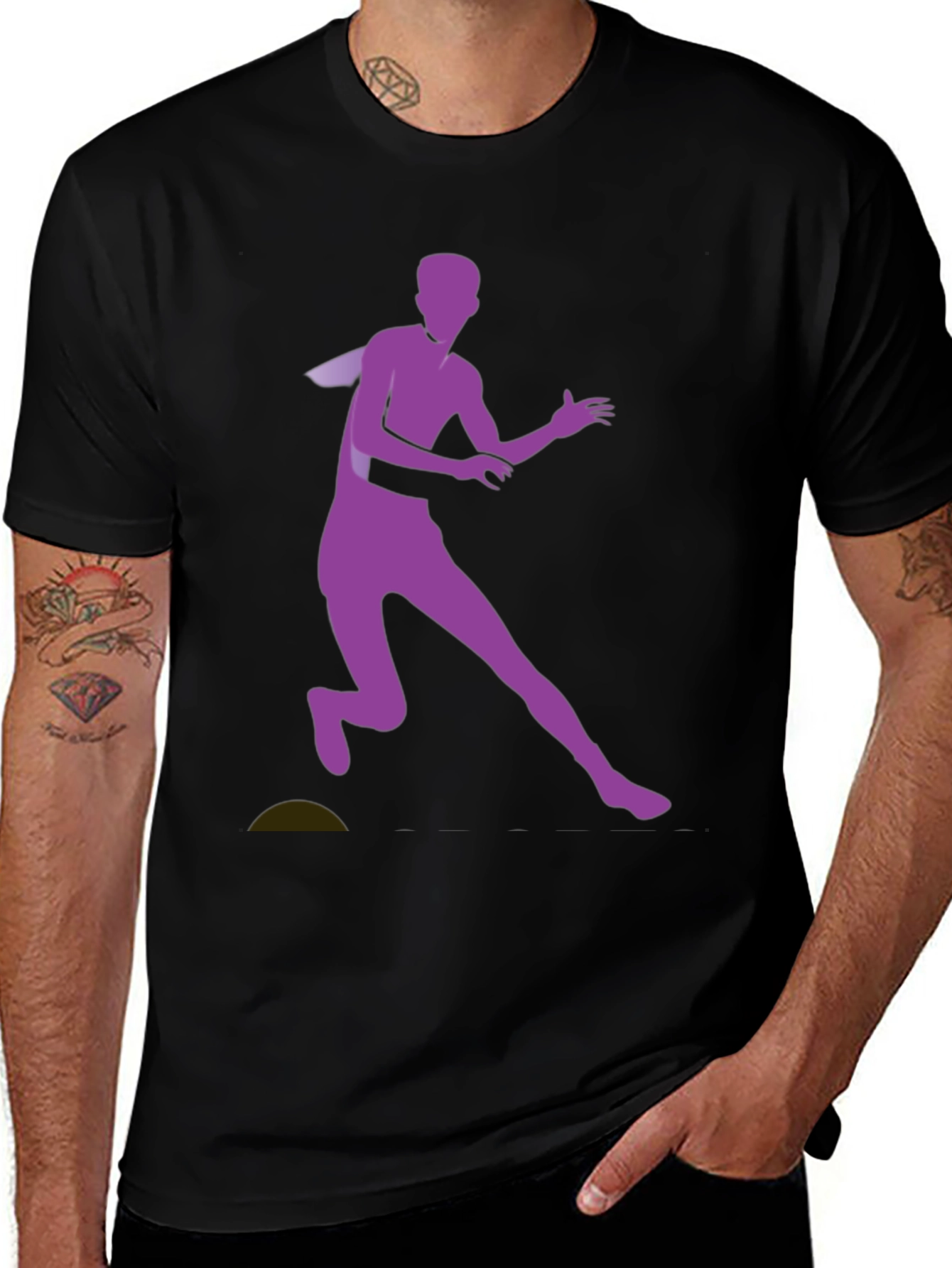 Black Graphic Tee with Purple Running Silhouette