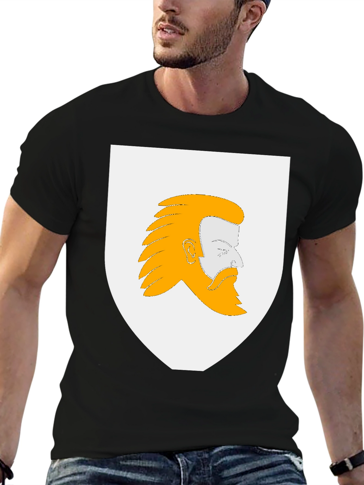 Heraldic Bearded Man Graphic T-Shirt