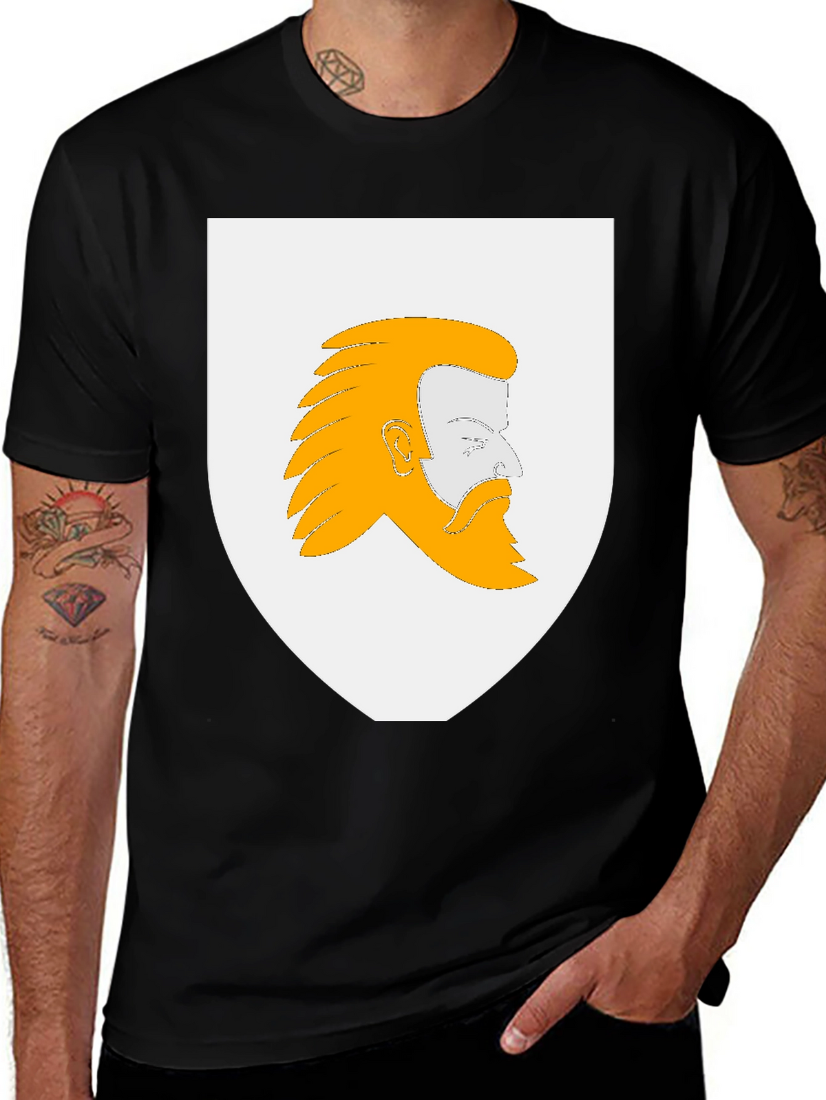 Heraldic Bearded Man Graphic T-Shirt