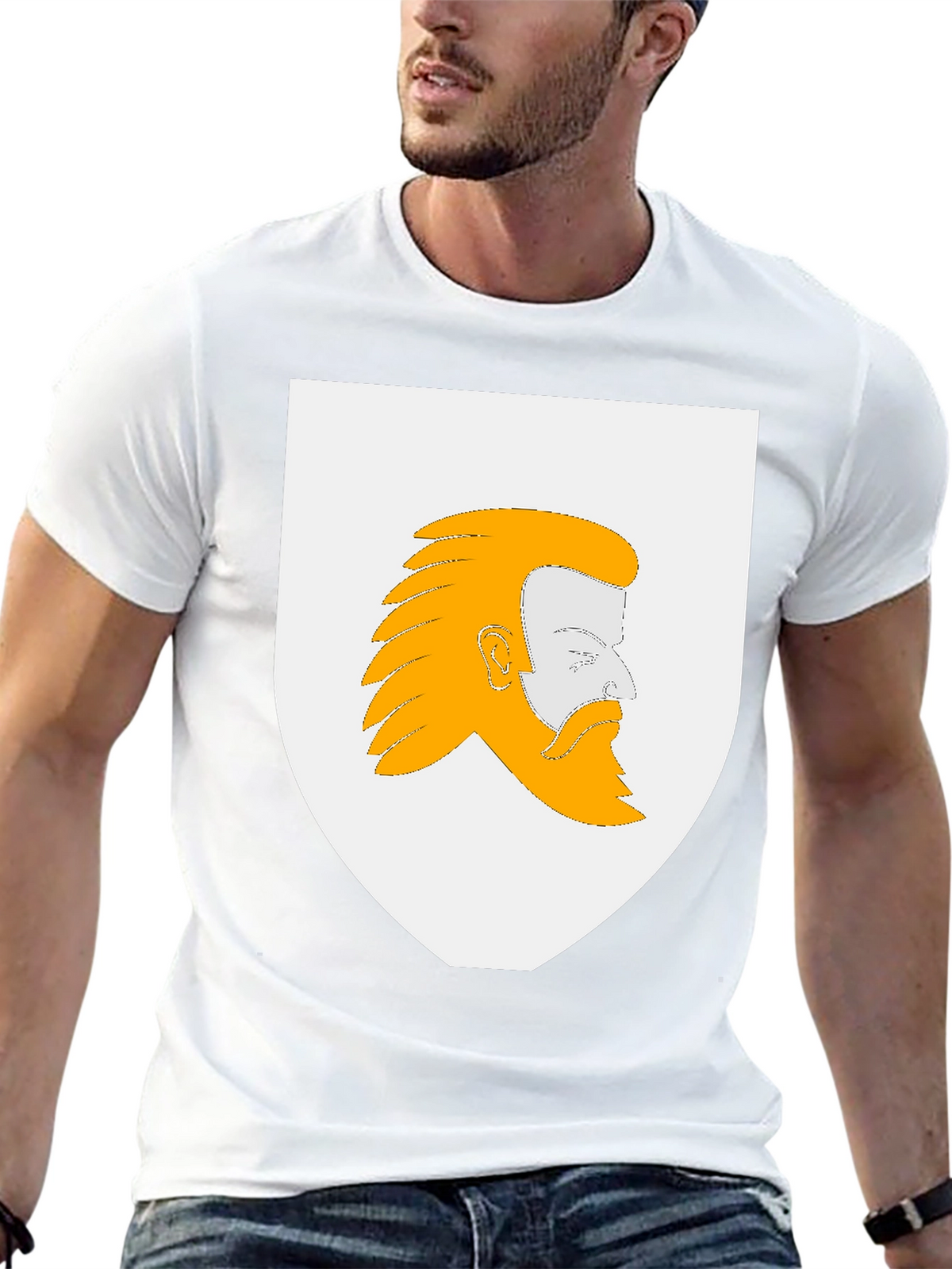 Heraldic Bearded Man Graphic T-Shirt