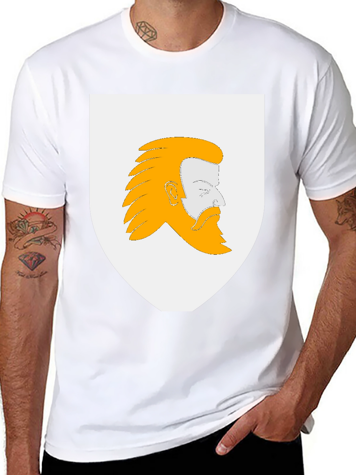 Heraldic Bearded Man Graphic T-Shirt