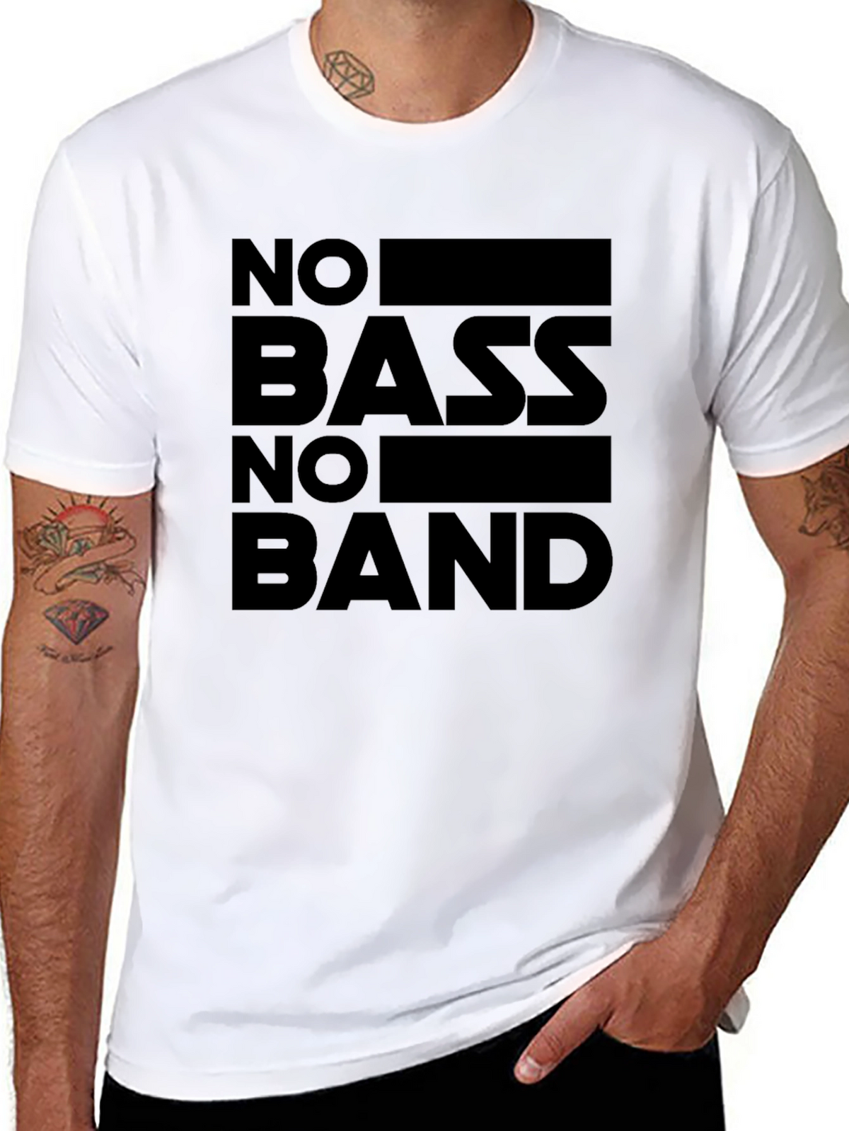 No Bass No Band Graphic T-Shirt - Musician Apparel