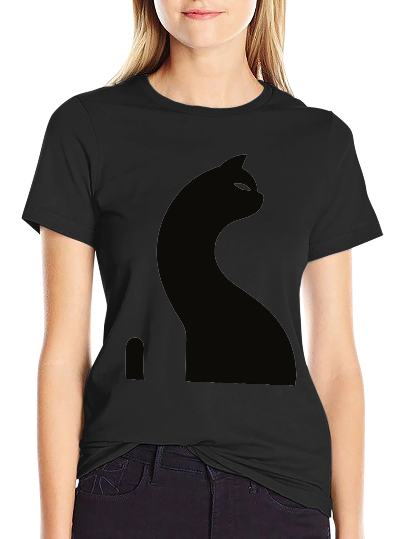 Black Cat Silhouette Graphic Tee
