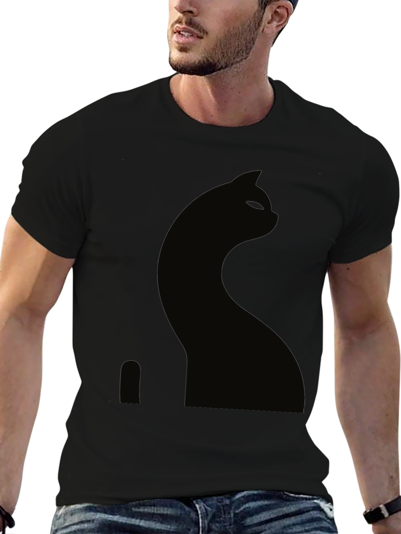 Black Cat Silhouette Graphic Tee