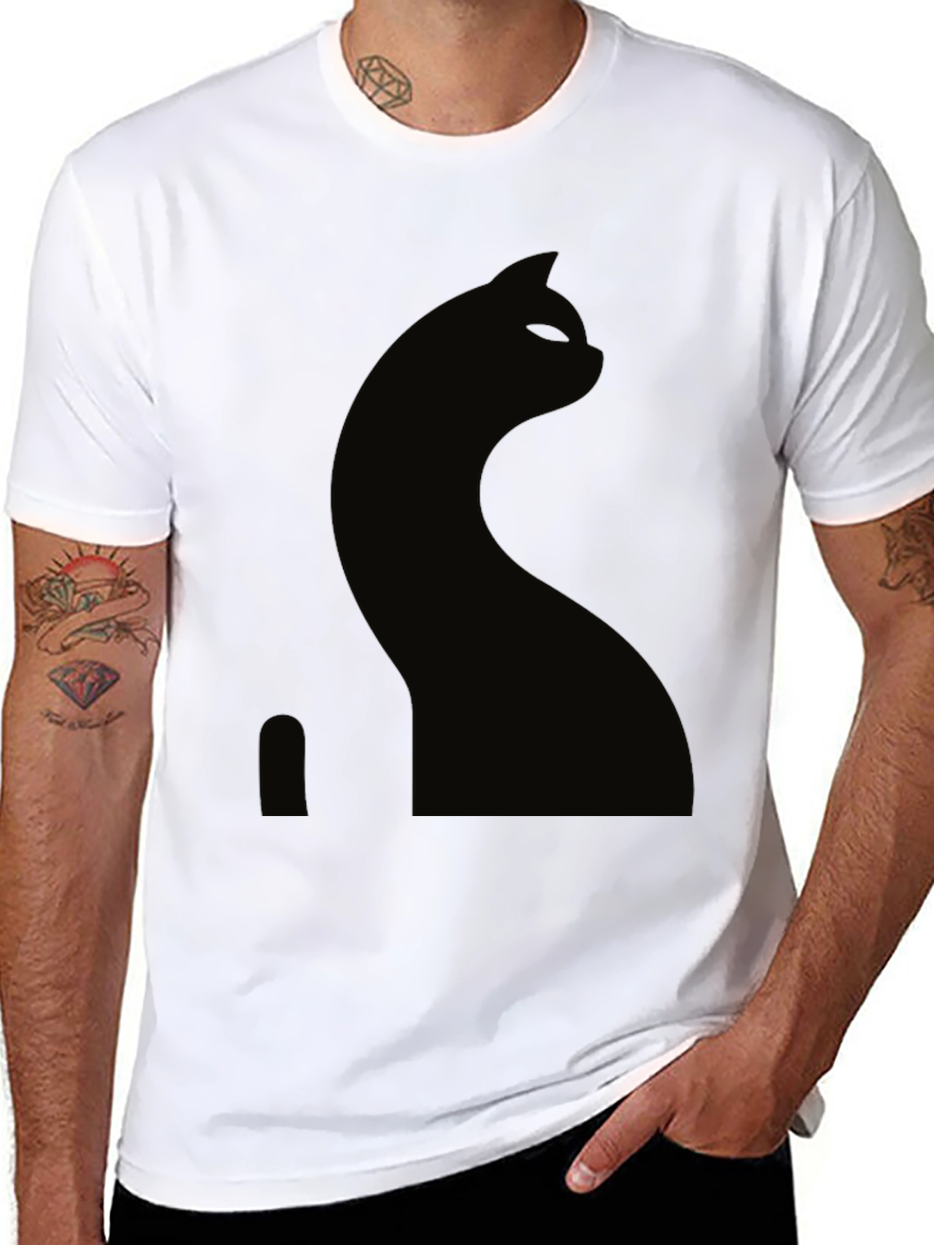 Black Cat Silhouette Graphic Tee
