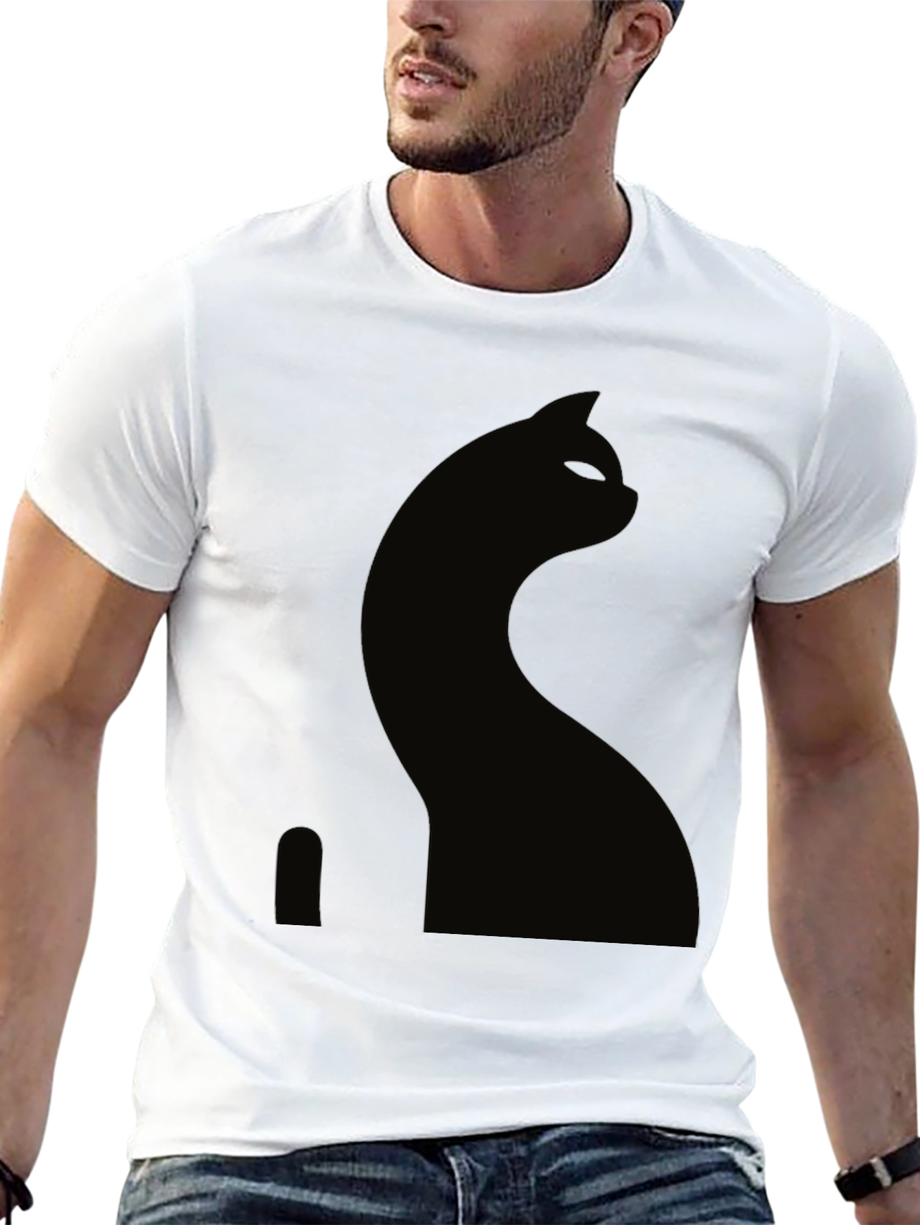 Black Cat Silhouette Graphic Tee