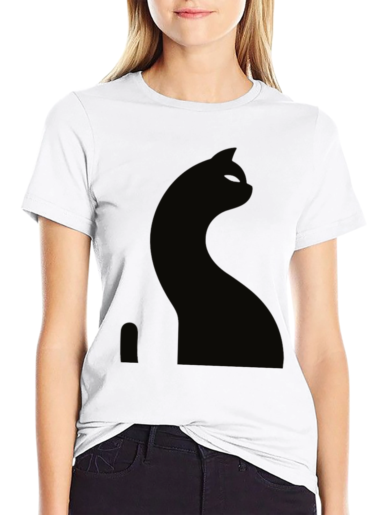 Black Cat Silhouette Graphic Tee