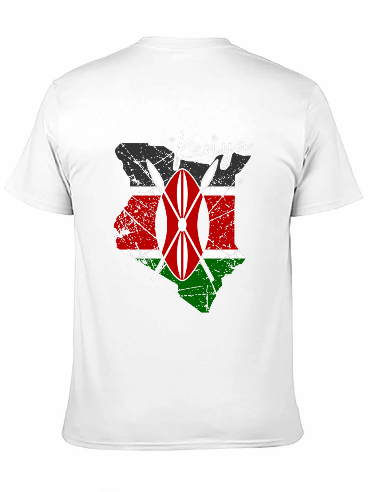 Kenya Flag Shield Graphic Tee - Mens Black T-Shirt