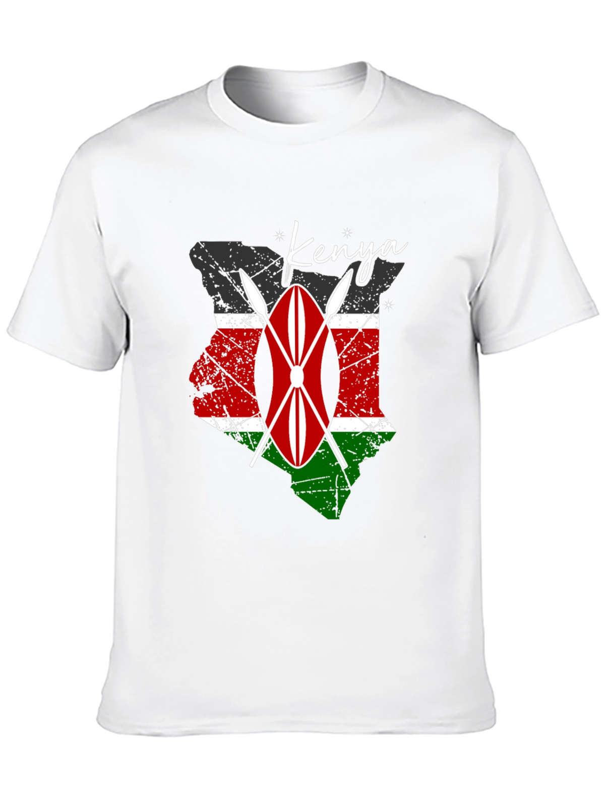 Kenya Flag Shield Graphic Tee - Mens Black T-Shirt