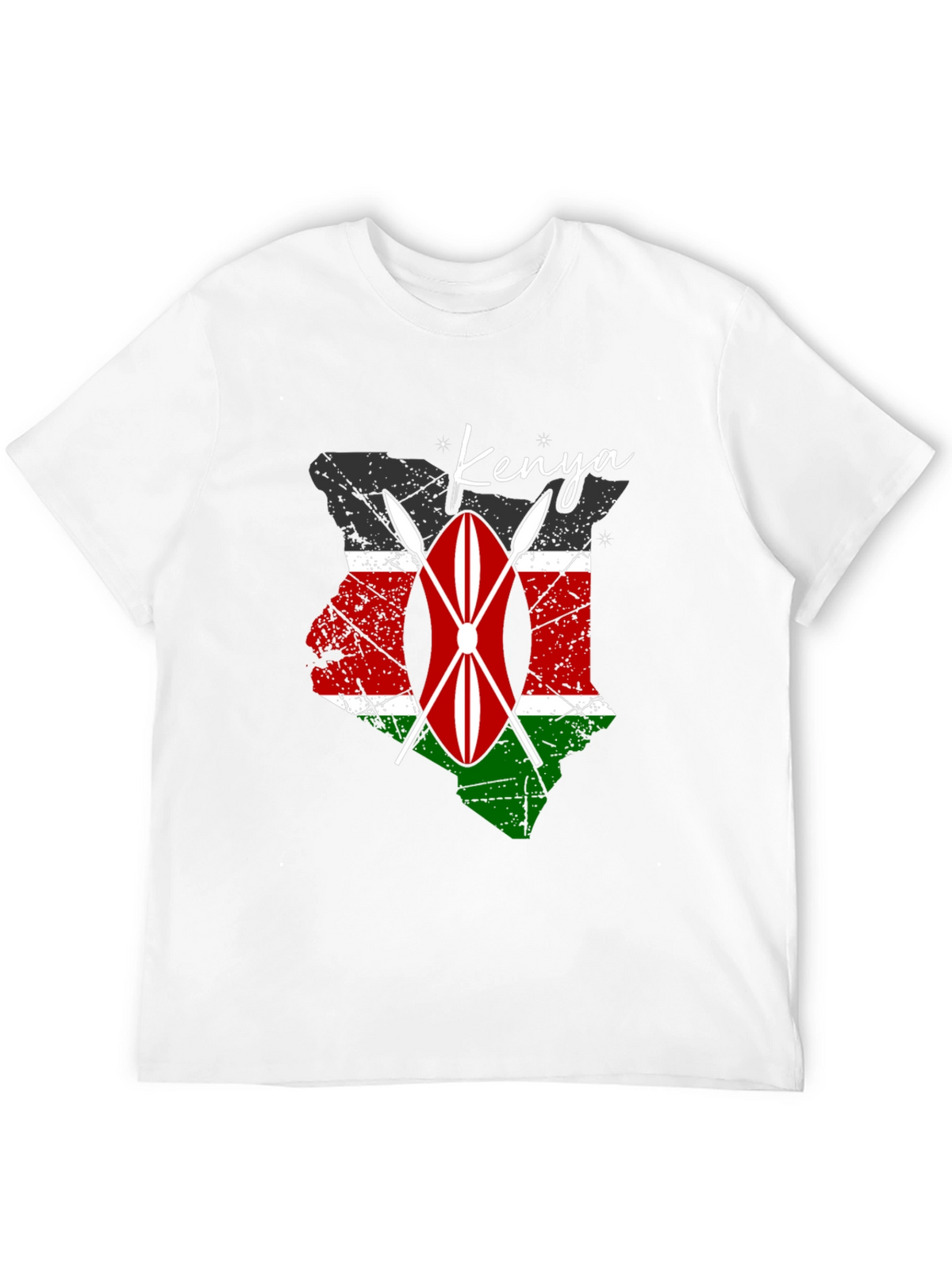 Kenya Flag Shield Graphic Tee - Mens Black T-Shirt