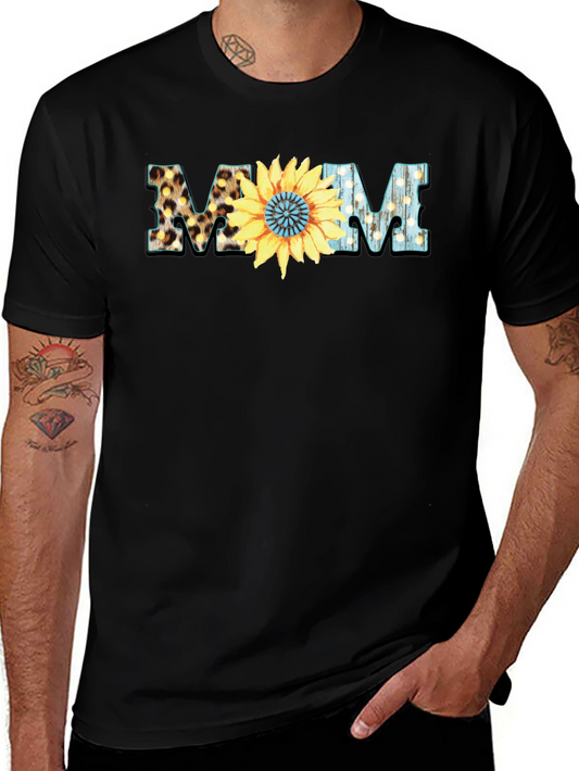 Stylish Mom Sunflower Graphic T-Shirt