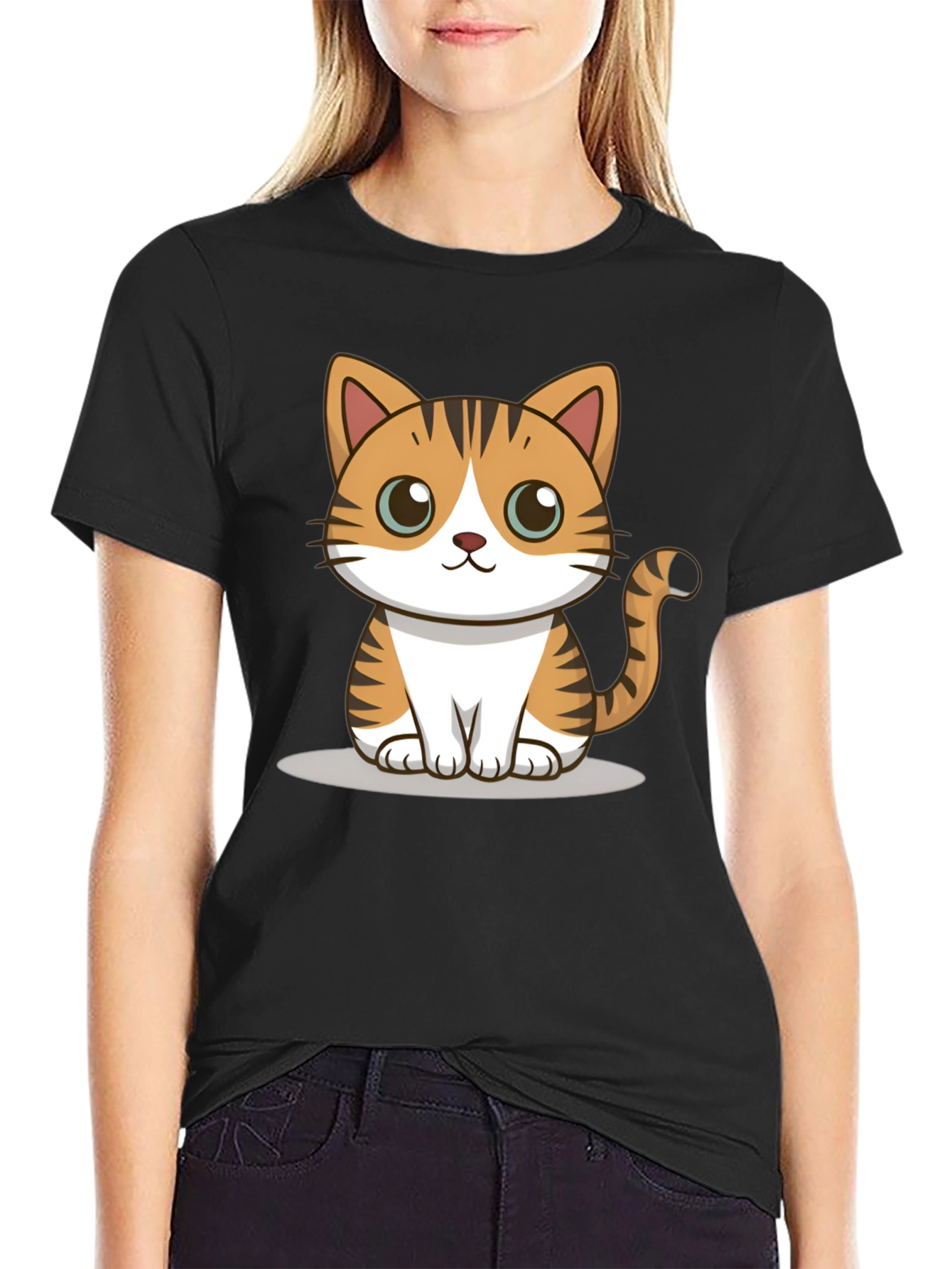 Cute Cartoon Cat Graphic Tee
