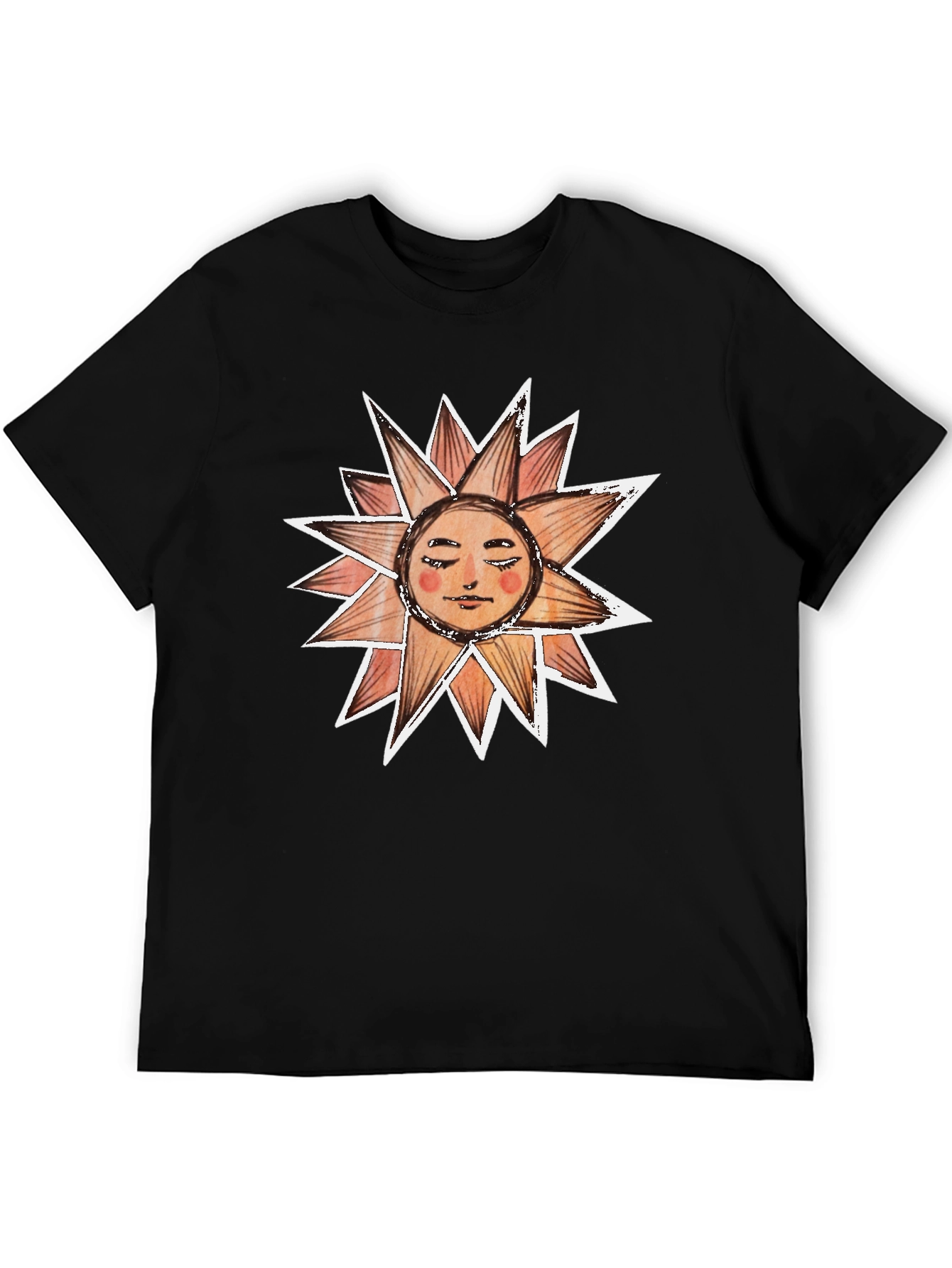 Sun Face Graphic Tee - Black Cotton T-Shirt