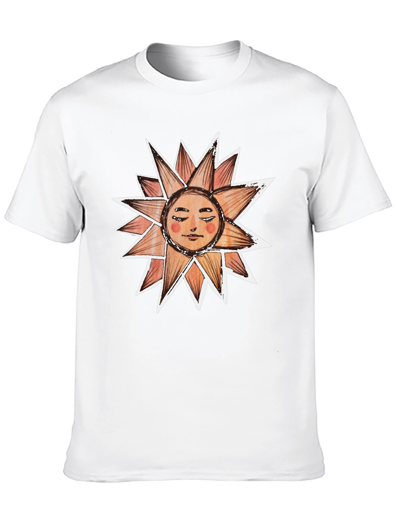 Sun Face Graphic Tee - Black Cotton T-Shirt