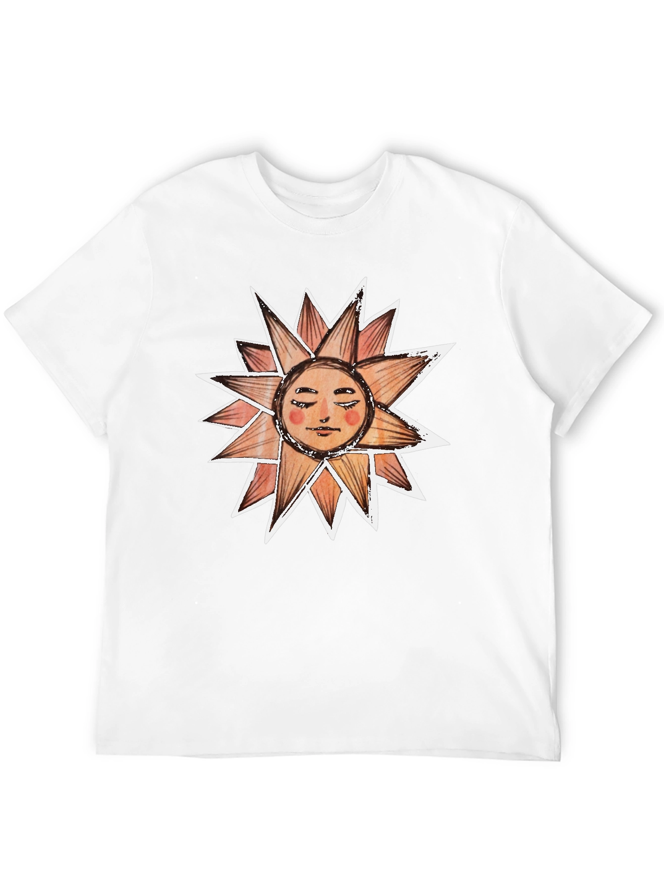 Sun Face Graphic Tee - Black Cotton T-Shirt