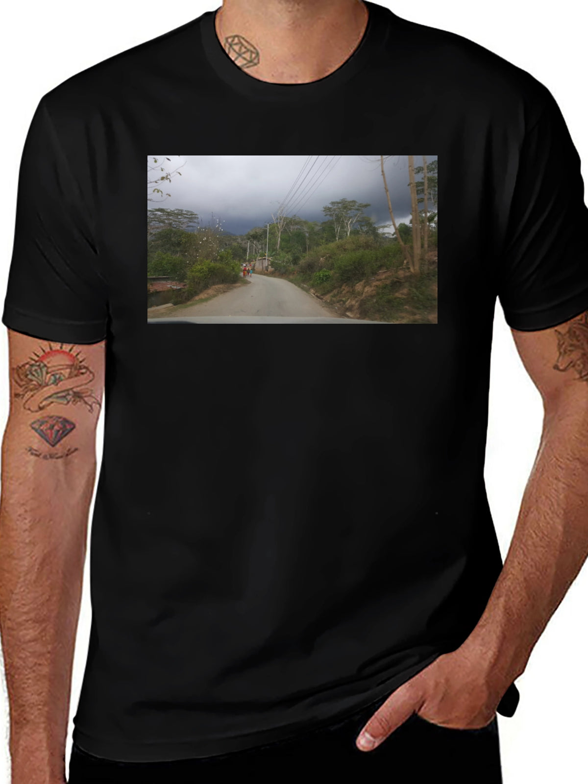 Nature Road Graphic Black T-Shirt