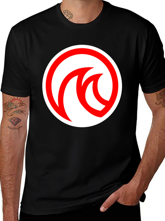 Modern Black T-Shirt with Red Circle Logo