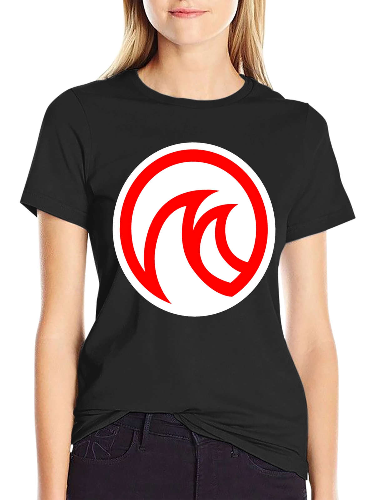 Modern Black T-Shirt with Red Circle Logo