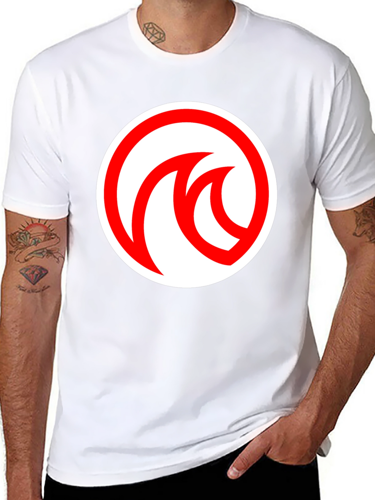 Modern Black T-Shirt with Red Circle Logo