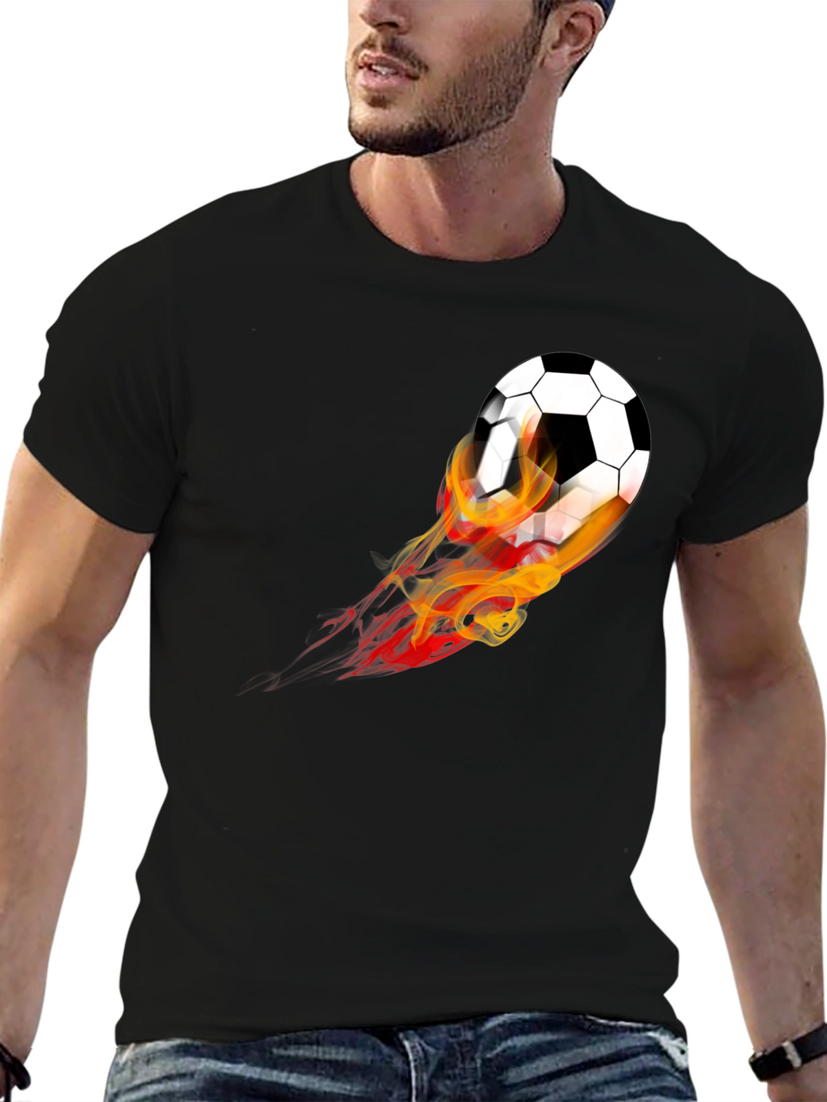 Flaming Soccer Ball Graphic Tee