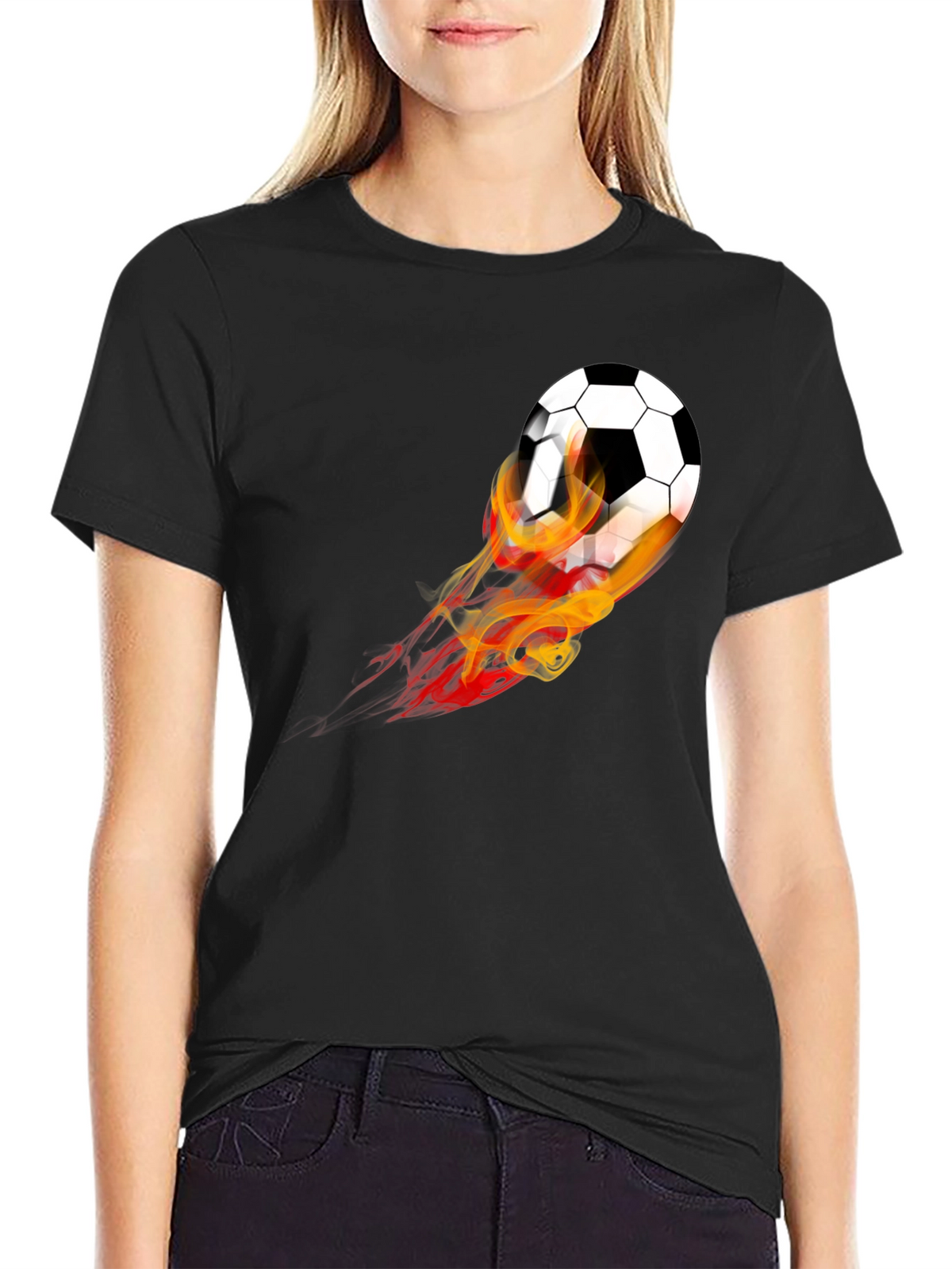 Flaming Soccer Ball Graphic Tee