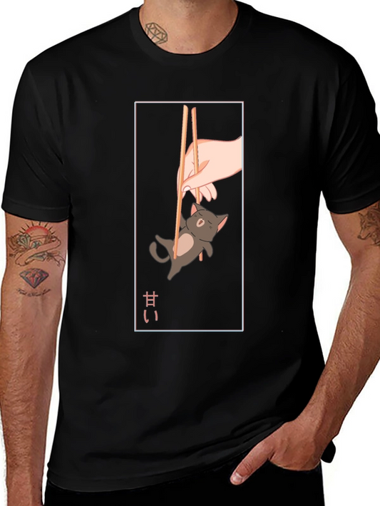 Anime Cat Chopsticks T-Shirt