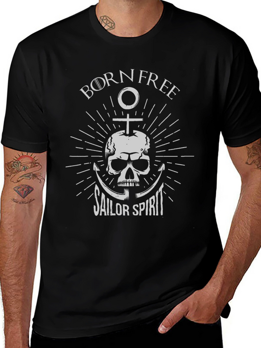 Born Free Sailor Spirit Graphic T-Shirt - Black