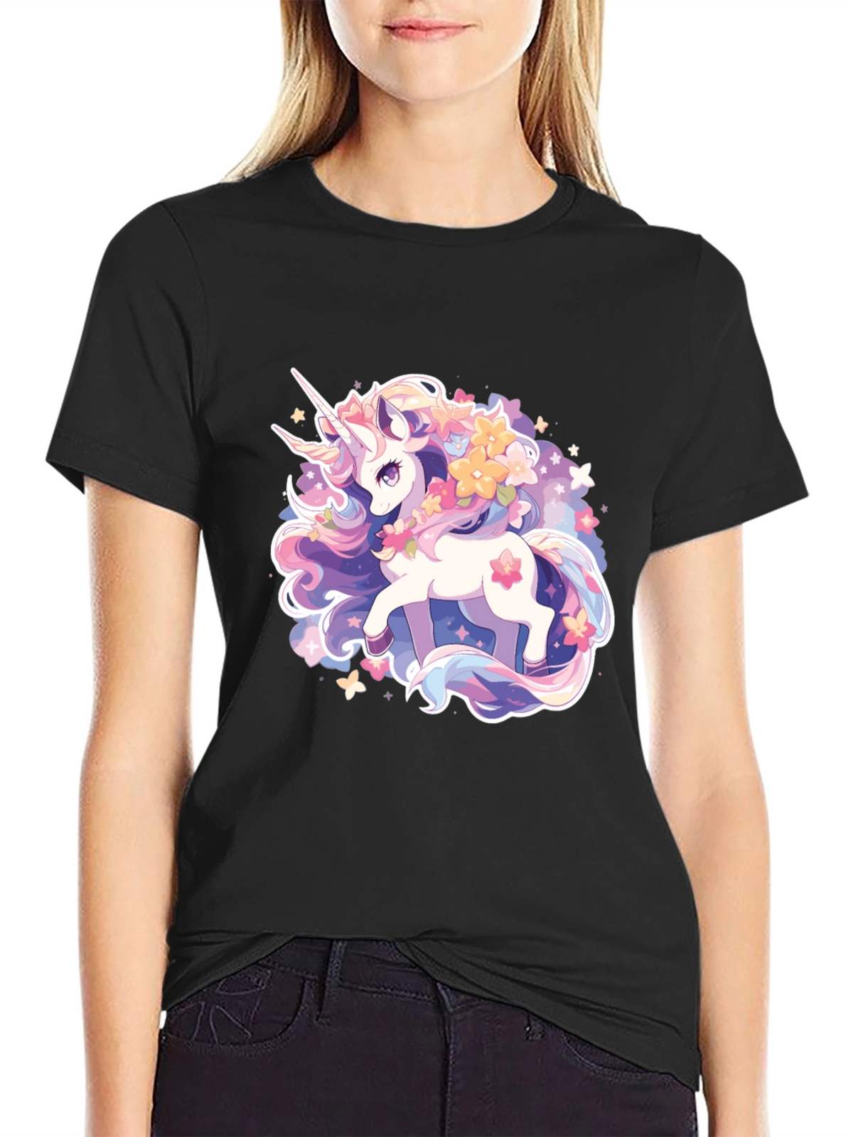 Magical Unicorn Graphic Tee - Black