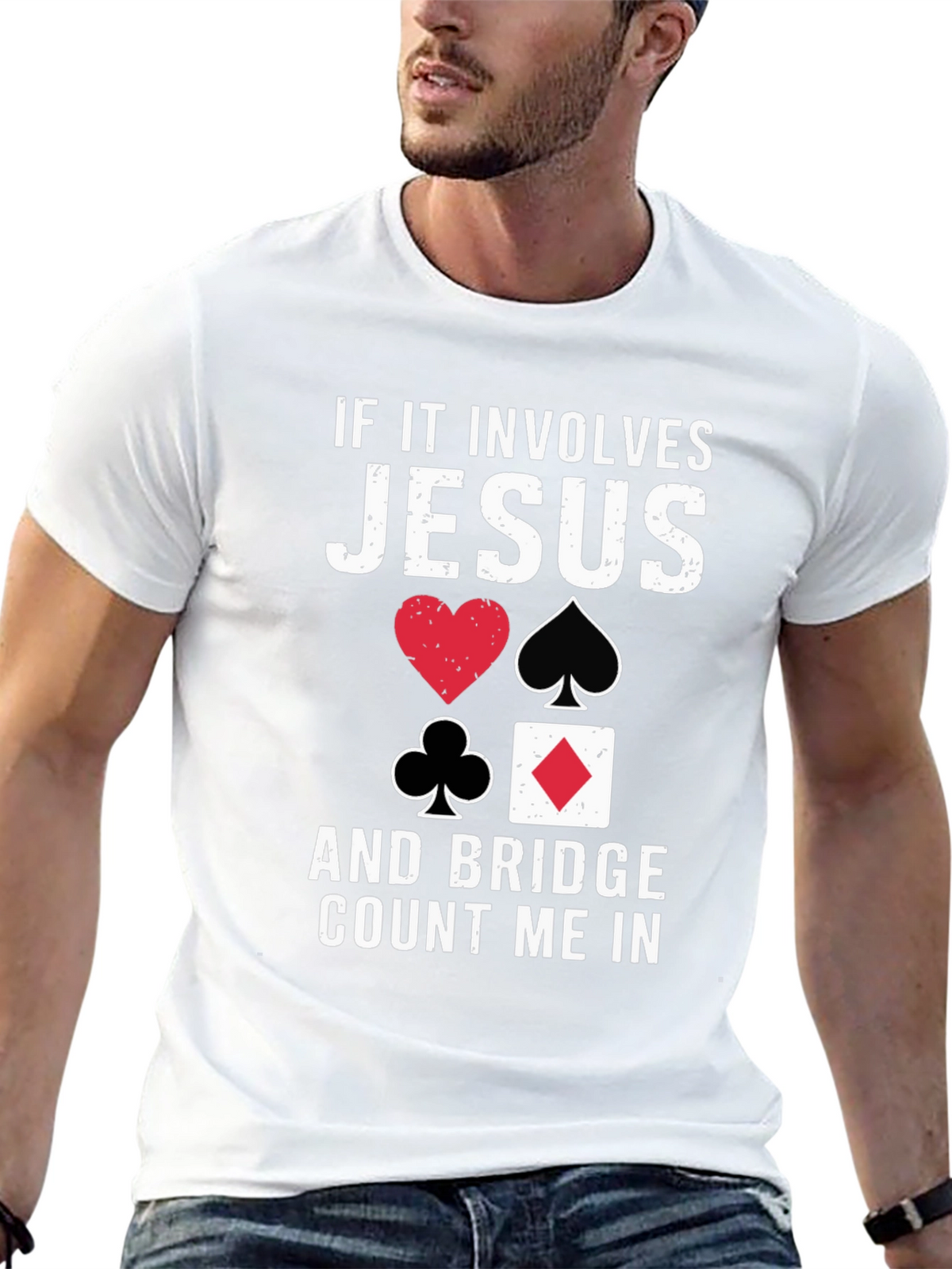 Jesus and Bridge Game Black T-Shirt