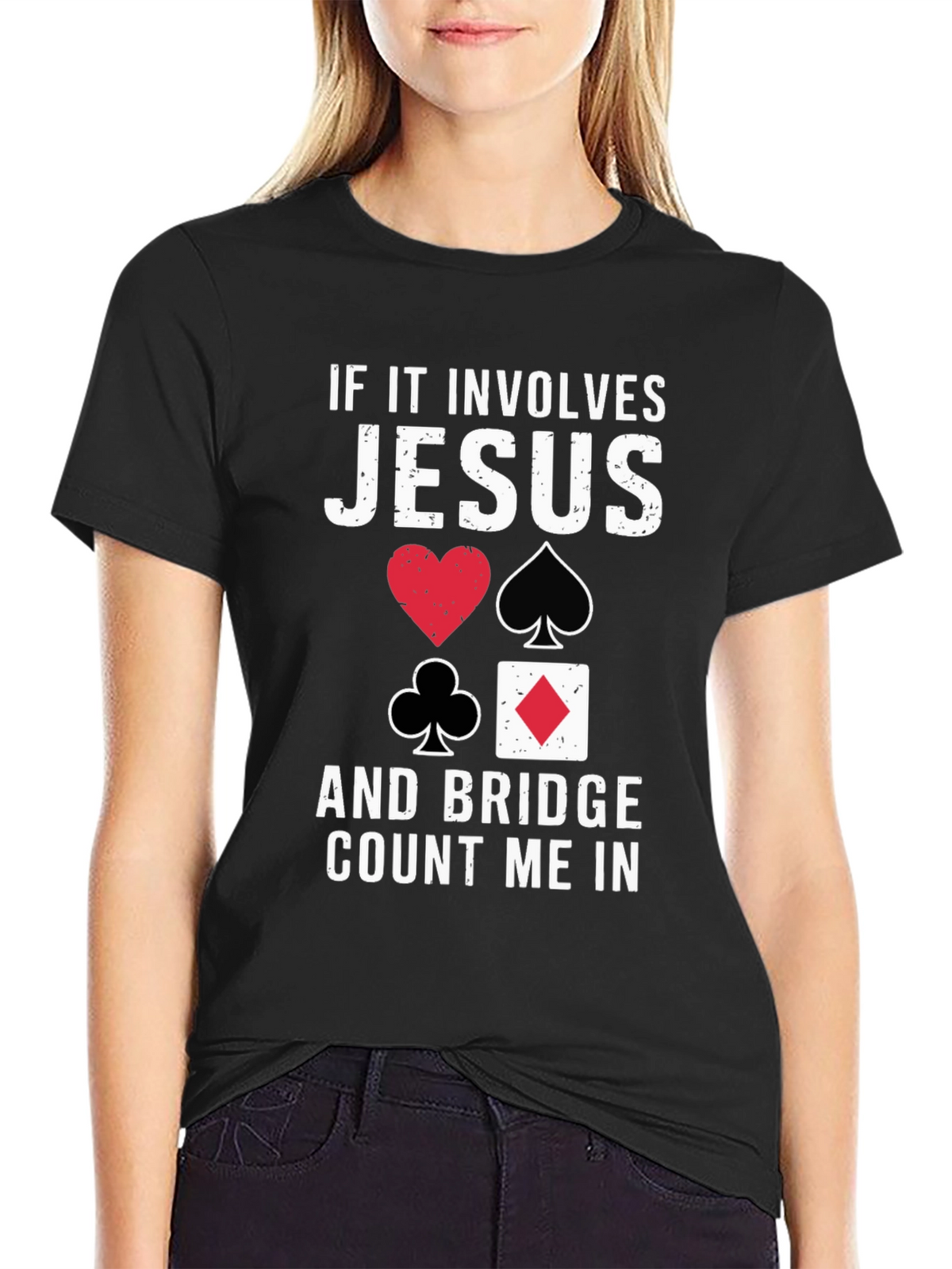 Jesus and Bridge Game Black T-Shirt