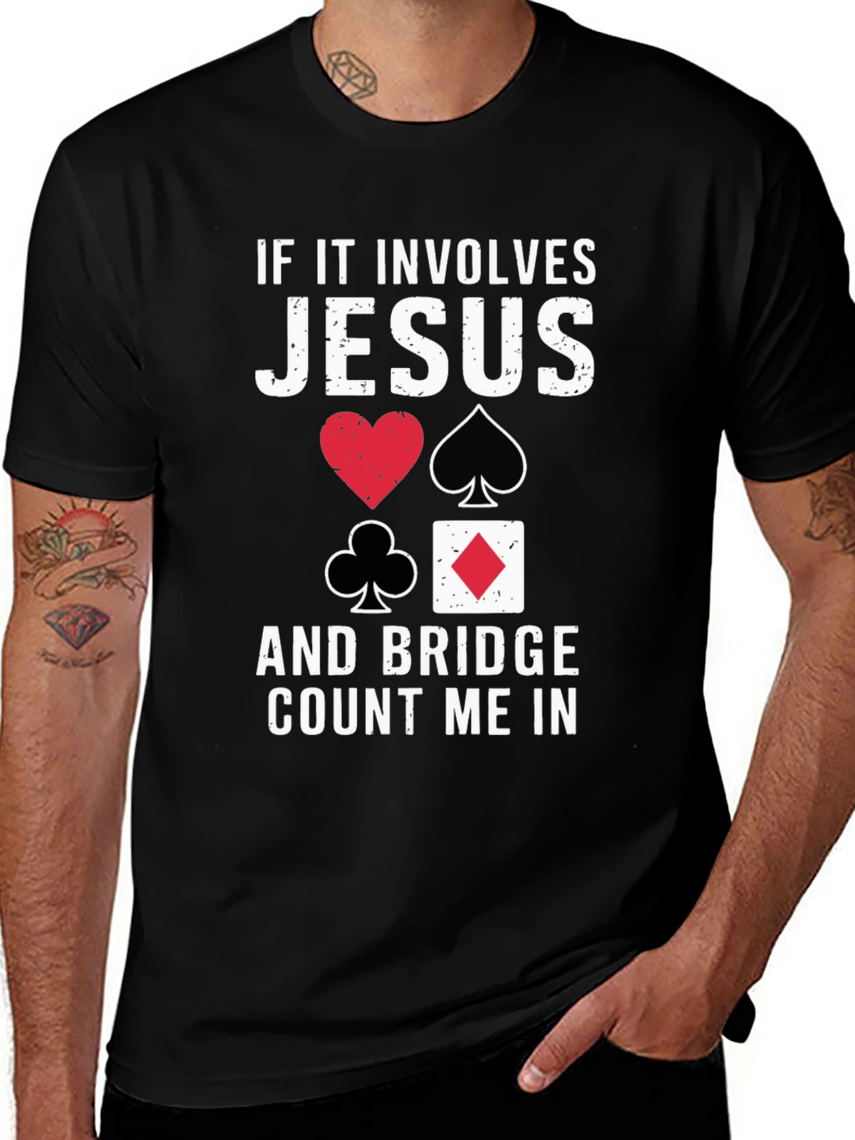 Jesus and Bridge Game Black T-Shirt