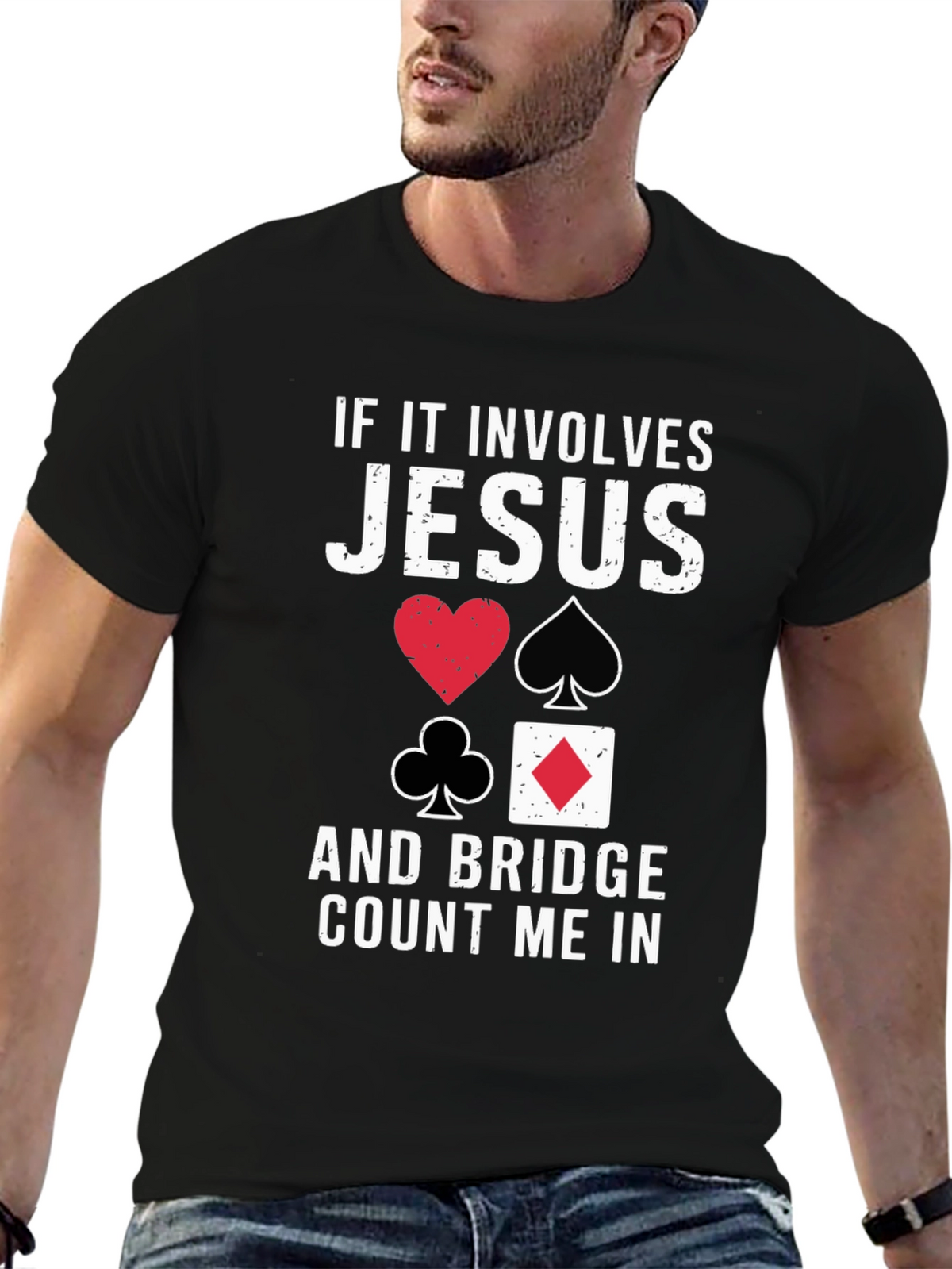 Jesus and Bridge Game Black T-Shirt