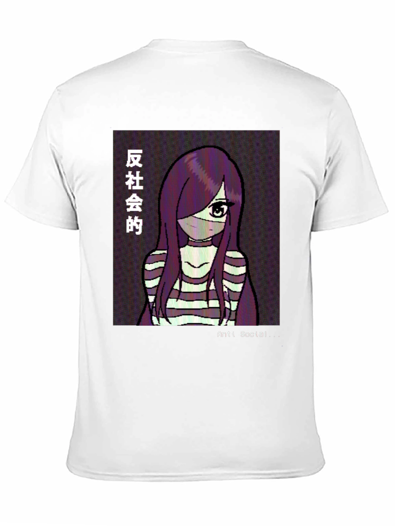 Anti-Social Anime Girl Graphic Tee - Black