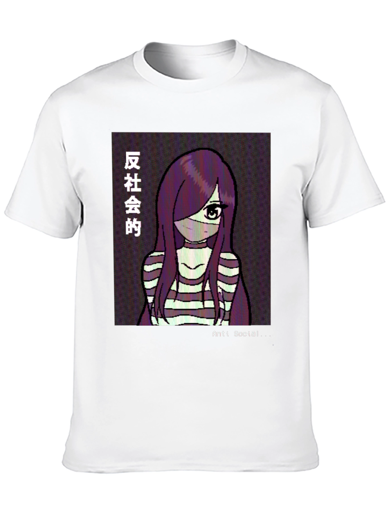 Anti-Social Anime Girl Graphic Tee - Black