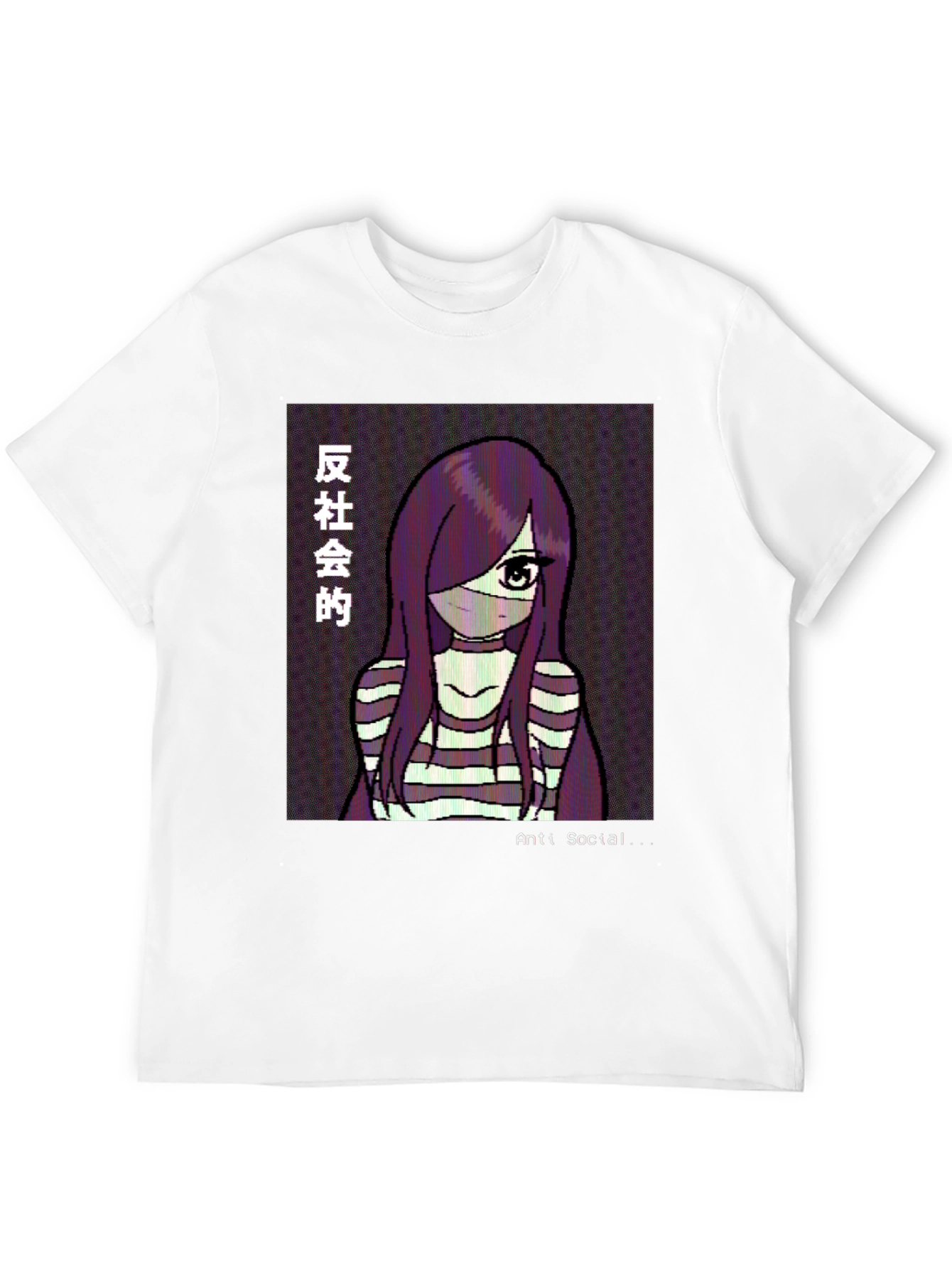 Anti-Social Anime Girl Graphic Tee - Black