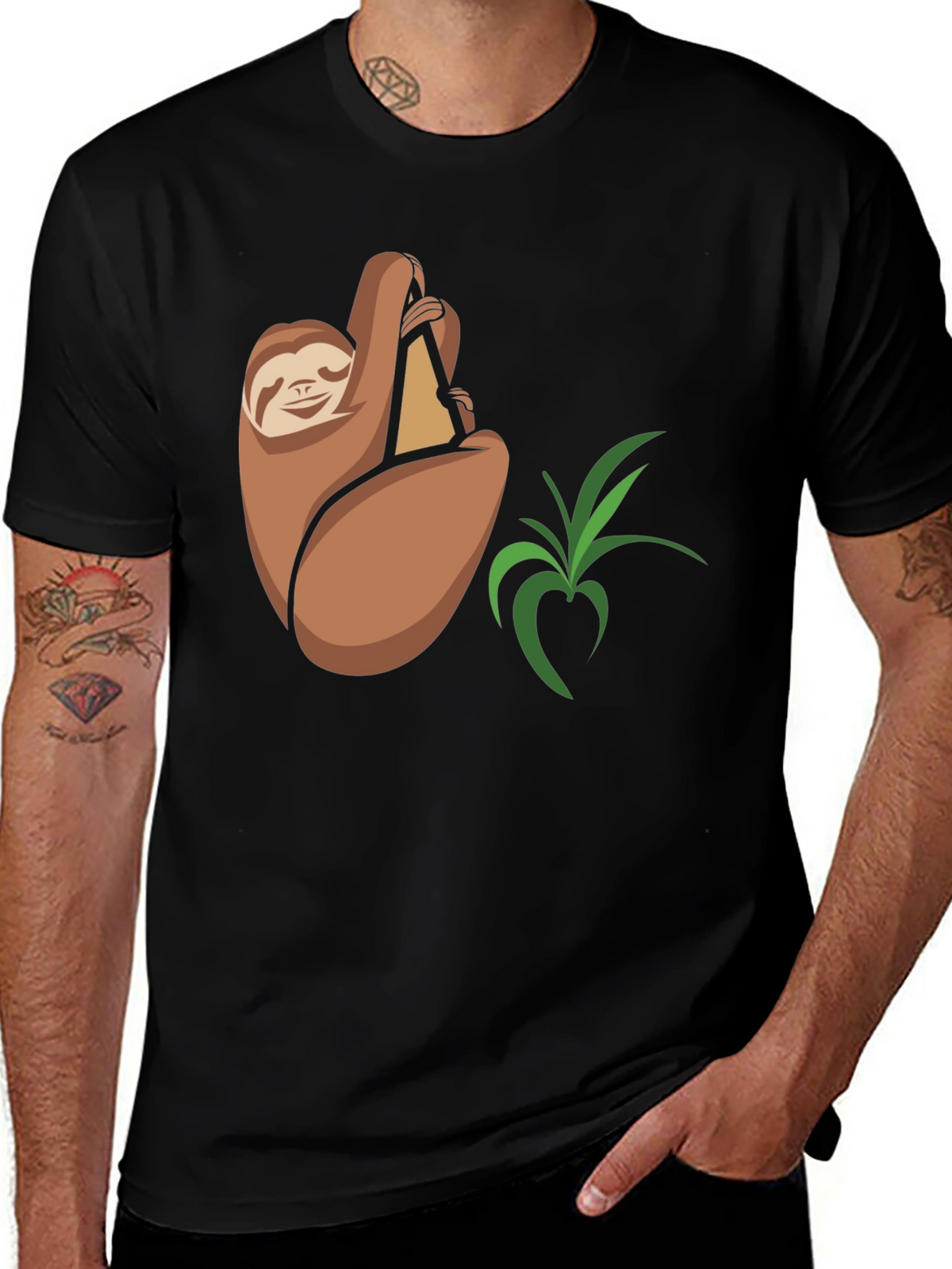 Sloth Snack Black T-Shirt