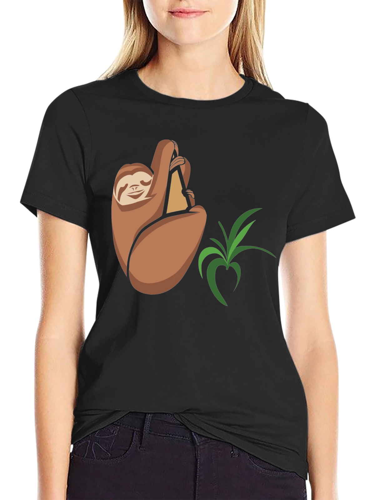Sloth Snack Black T-Shirt