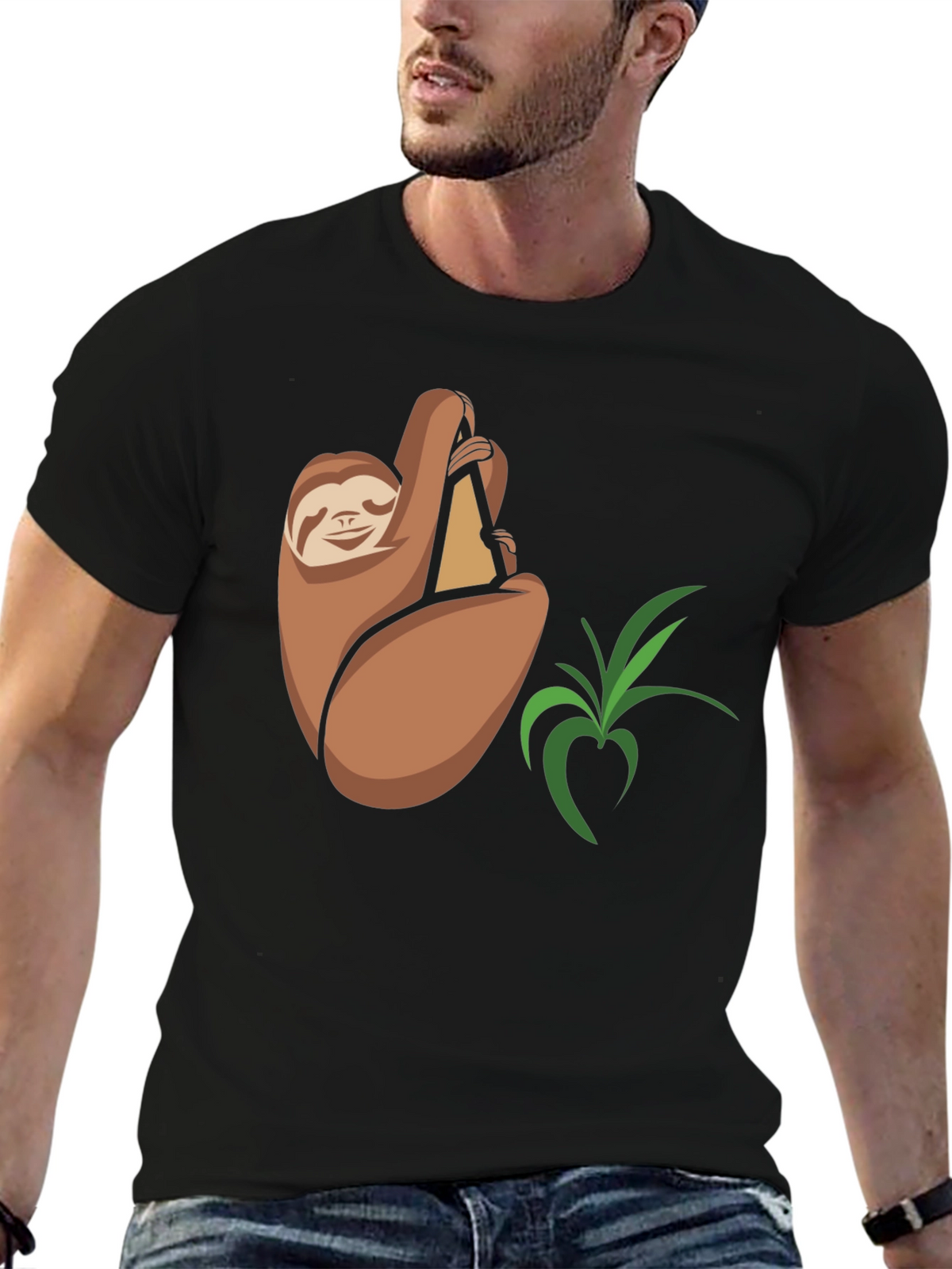 Sloth Snack Black T-Shirt